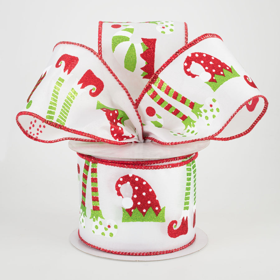 2.5" Elf Hats & Legs Ribbon: White Satin (10 Yards) Lifestyle Photo