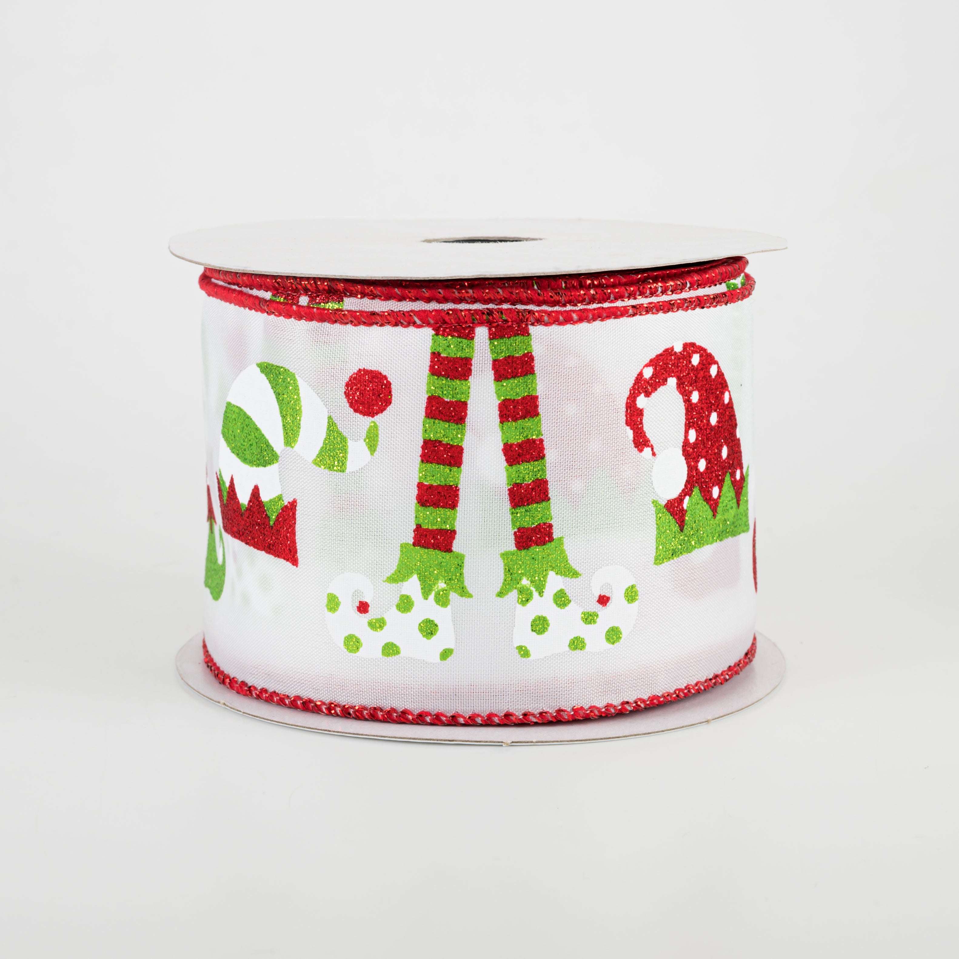 2.5" Elf Hats & Legs Ribbon: White Satin (10 Yards)