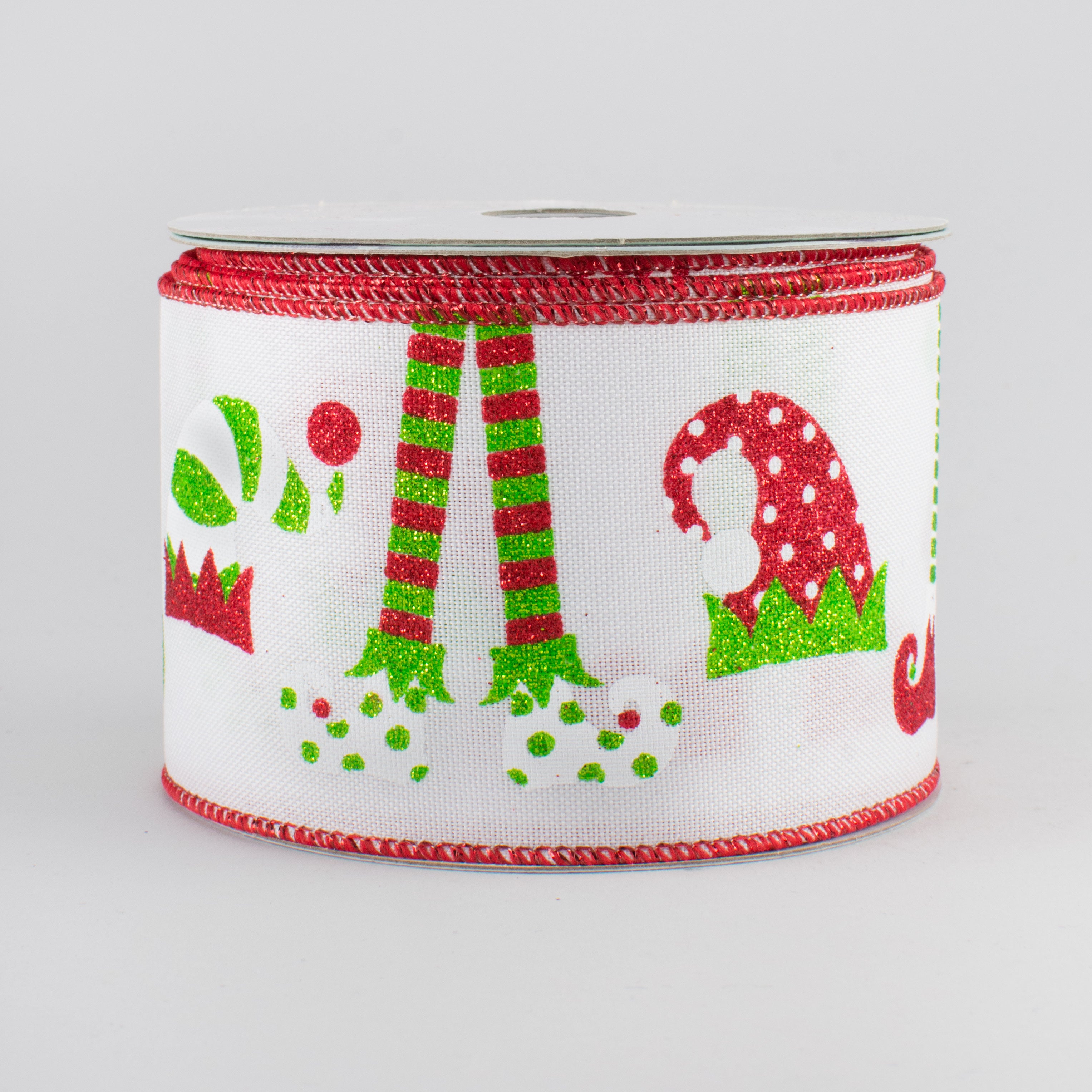 2.5" Elf Hats & Legs Ribbon: White (10 Yards)