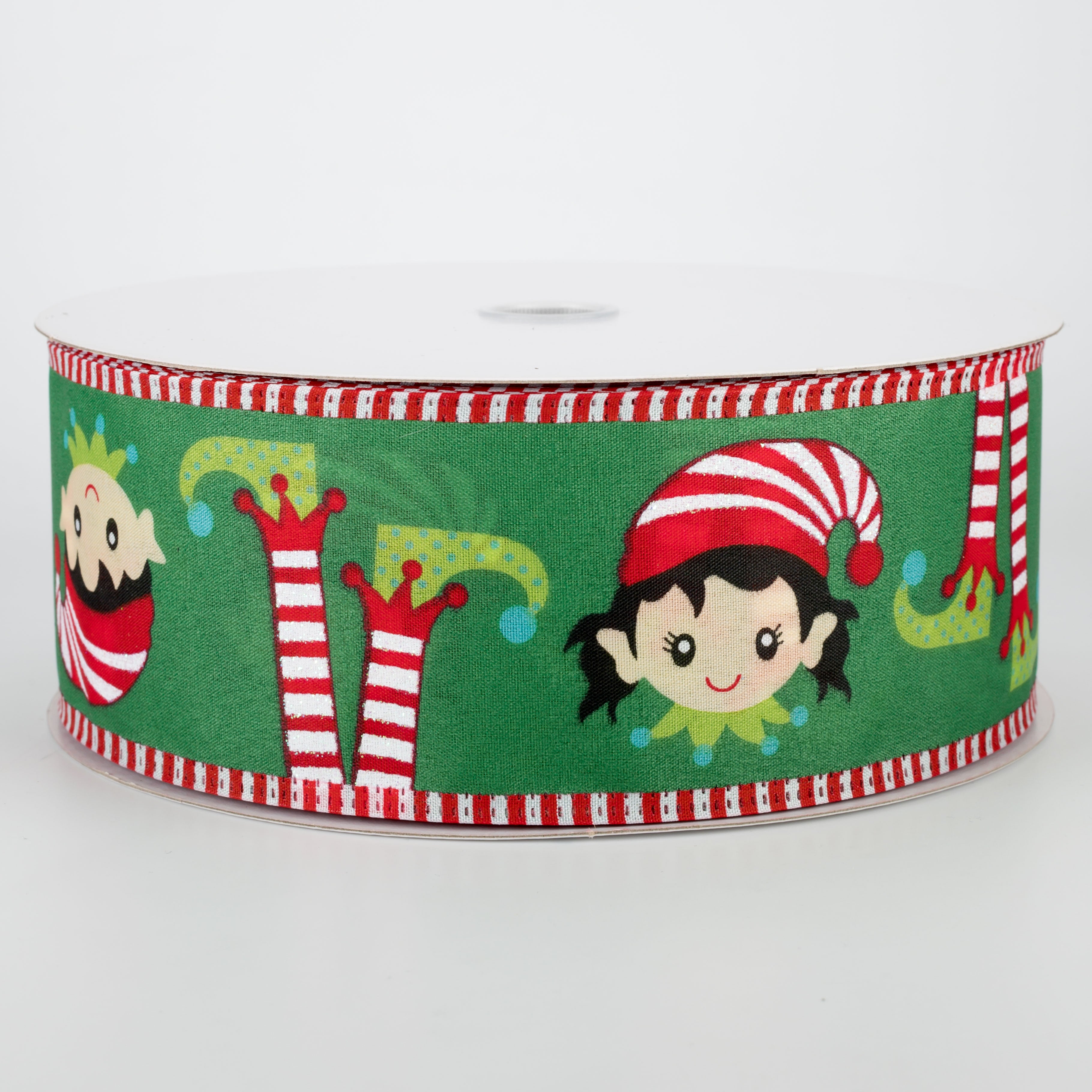 2.5" Elf Head & Feet Ribbon: Emerald (50 Yards)