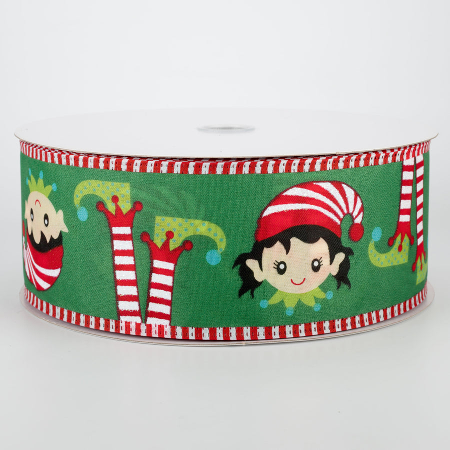 2.5" Elf Head & Feet Ribbon: Emerald (50 Yards)