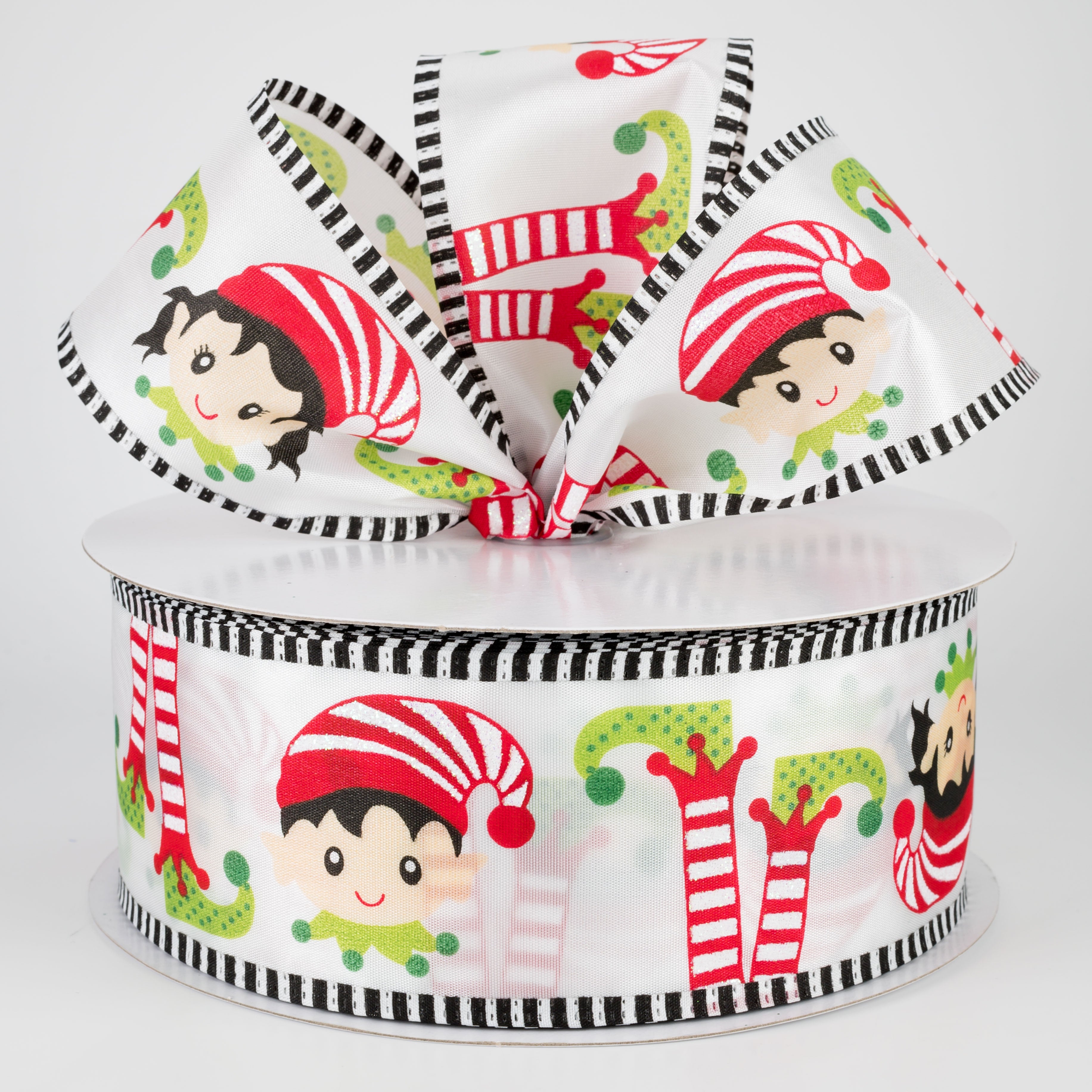2.5" Elf Head & Feet Ribbon: White (50 Yards) Lifestyle Photo