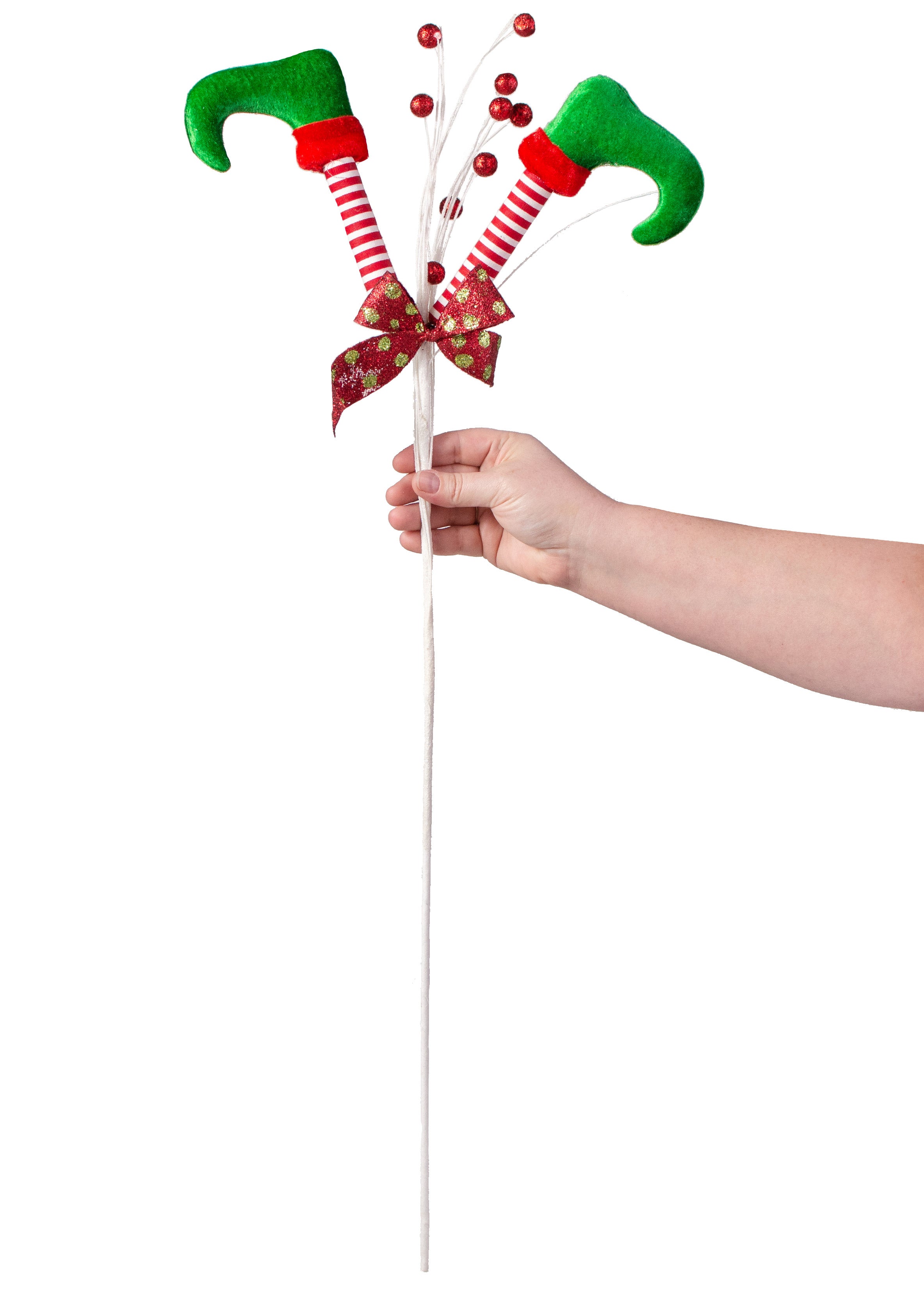 29" Elf Legs Spray: Red, White, Green detail photo 3