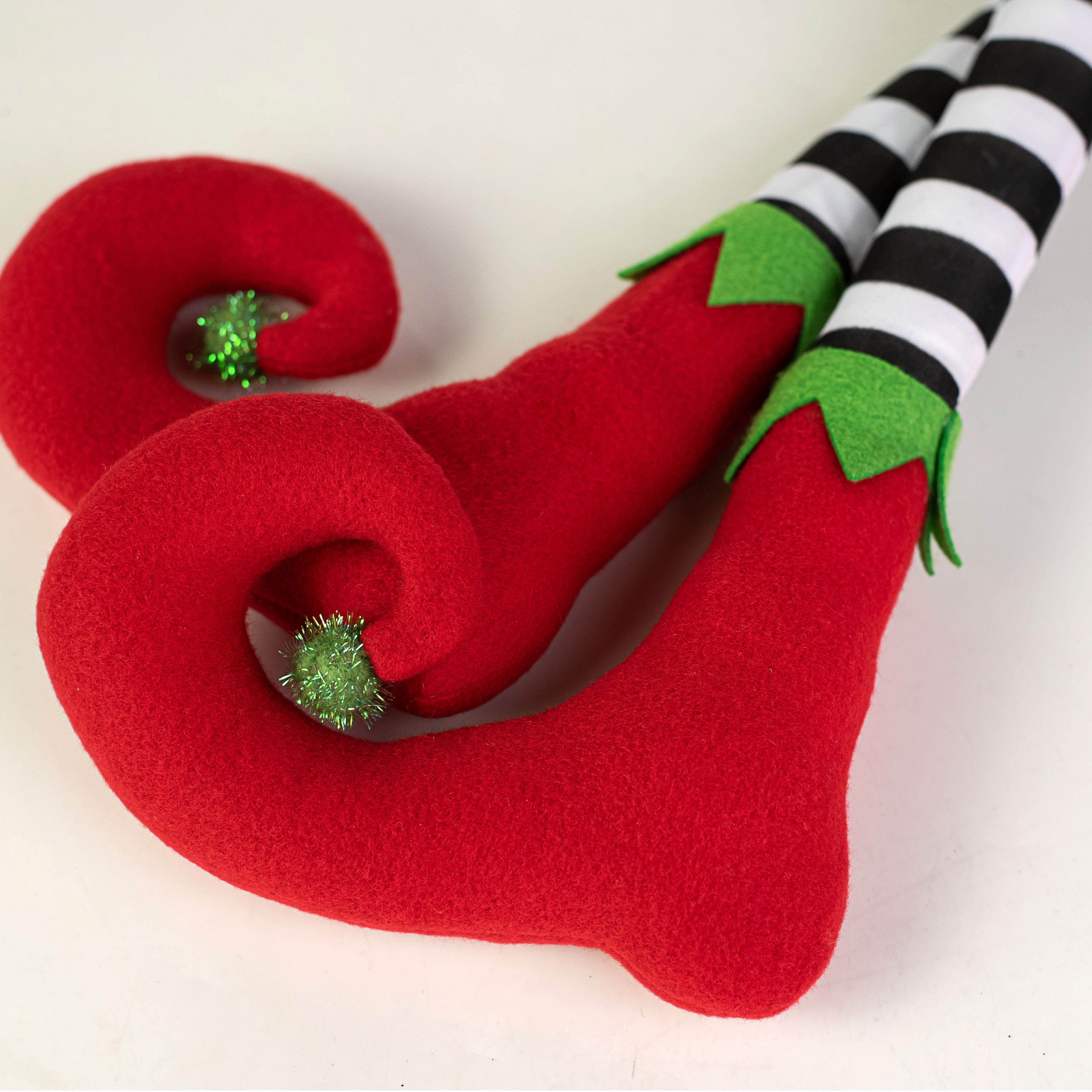 Elf Wreath Accent: Red, Lime, Black, White Stripe (3 Piece) detail photo 4
