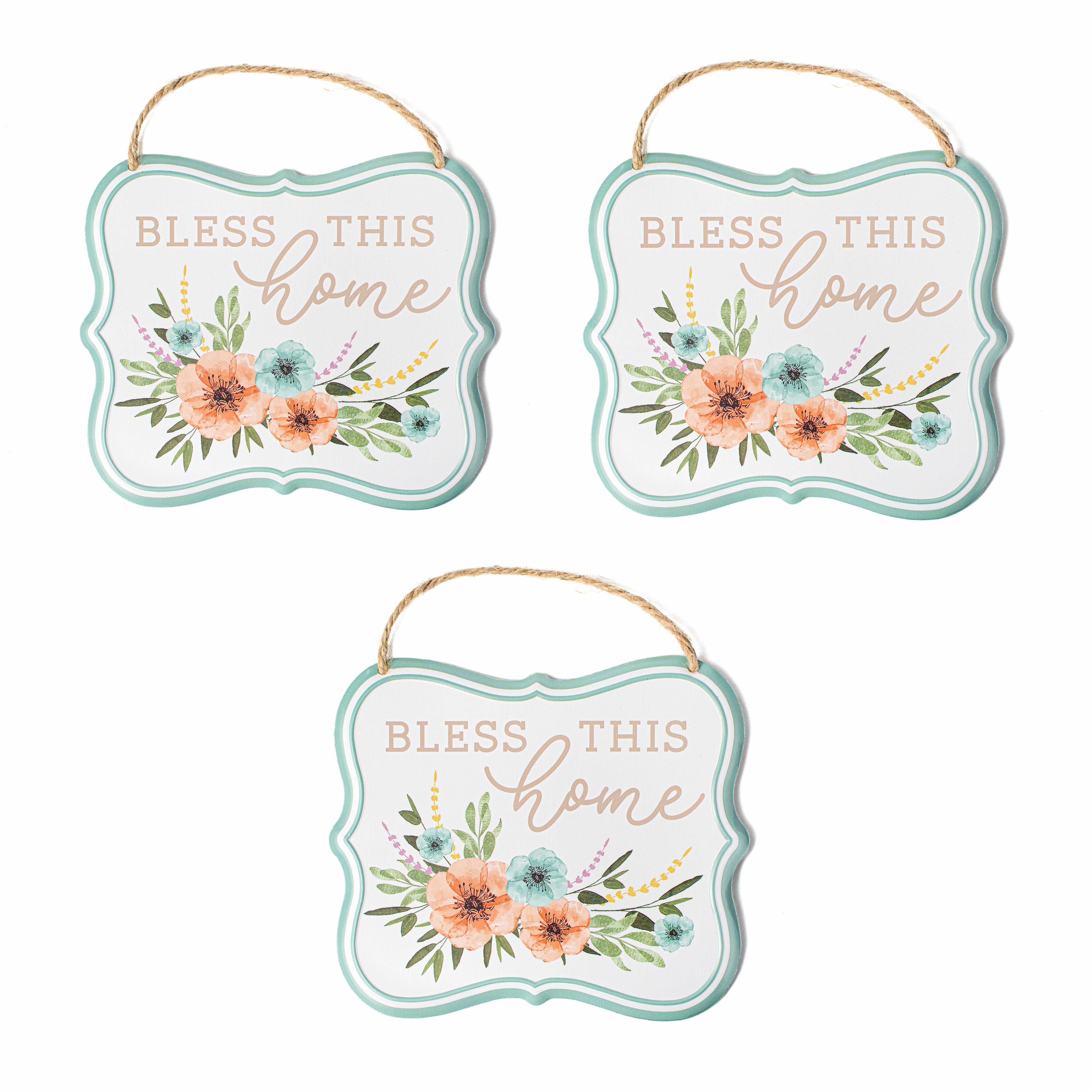 7" Embossed Bless This Home Metal Signs (3) Item Number: MD1136