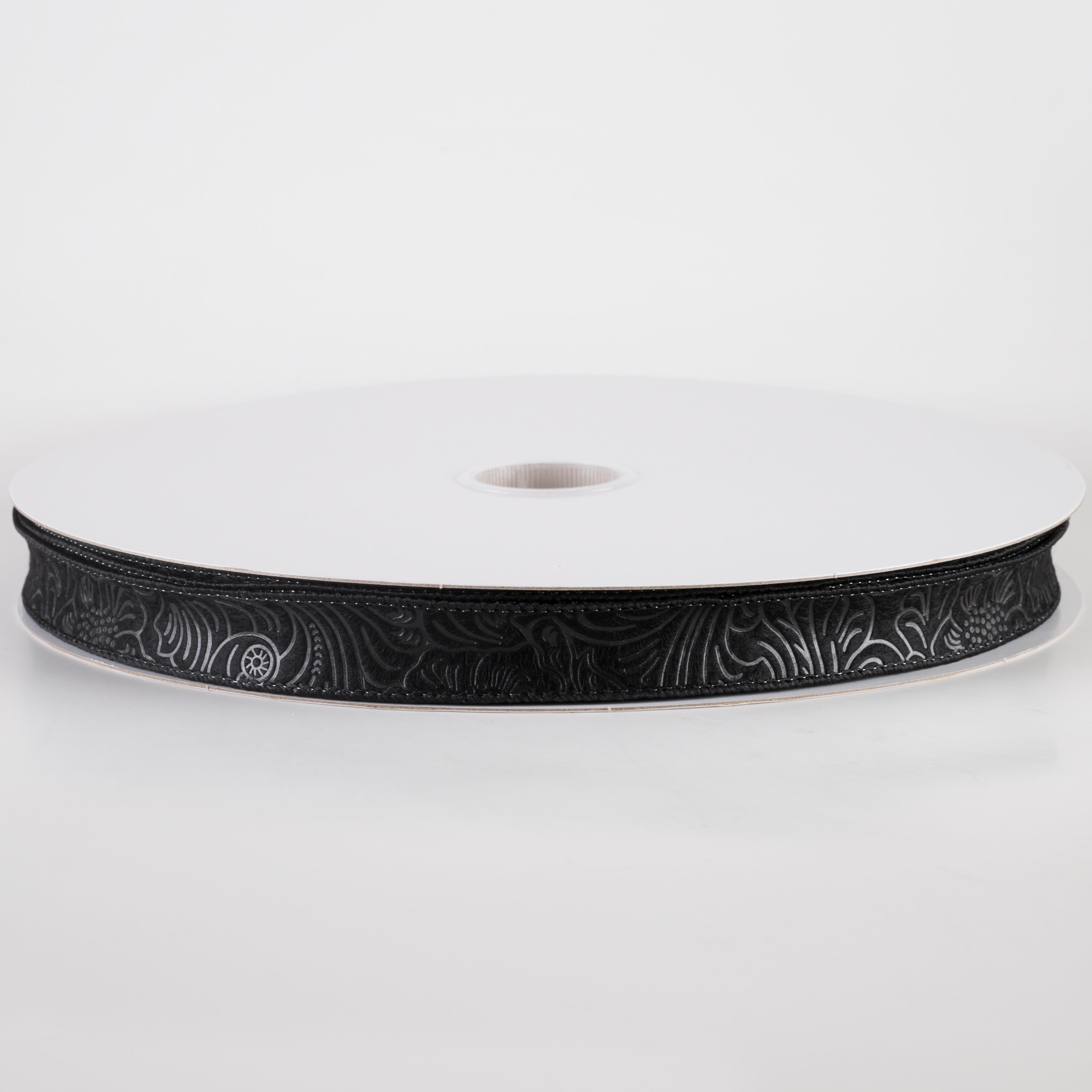 7/8" Embossed Flower Breeze Ribbon: Black (50 Yards)