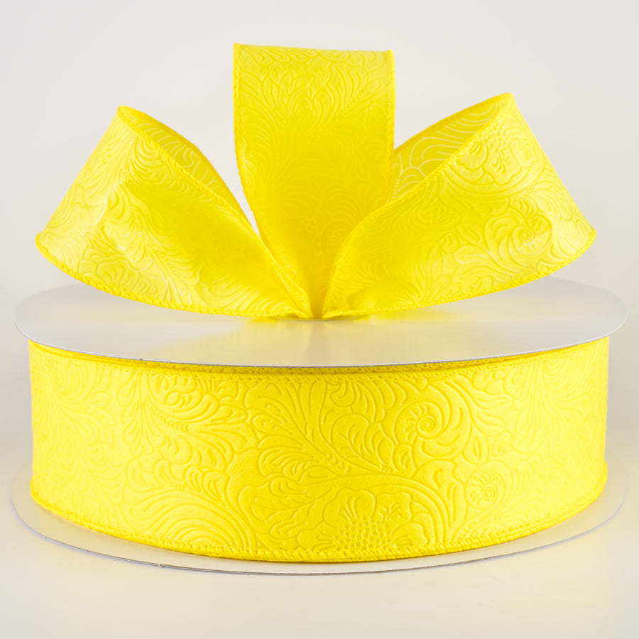 2.5" Embossed Flower Breeze Ribbon: Daffodil Yellow (50 Yards) Lifestyle Photo