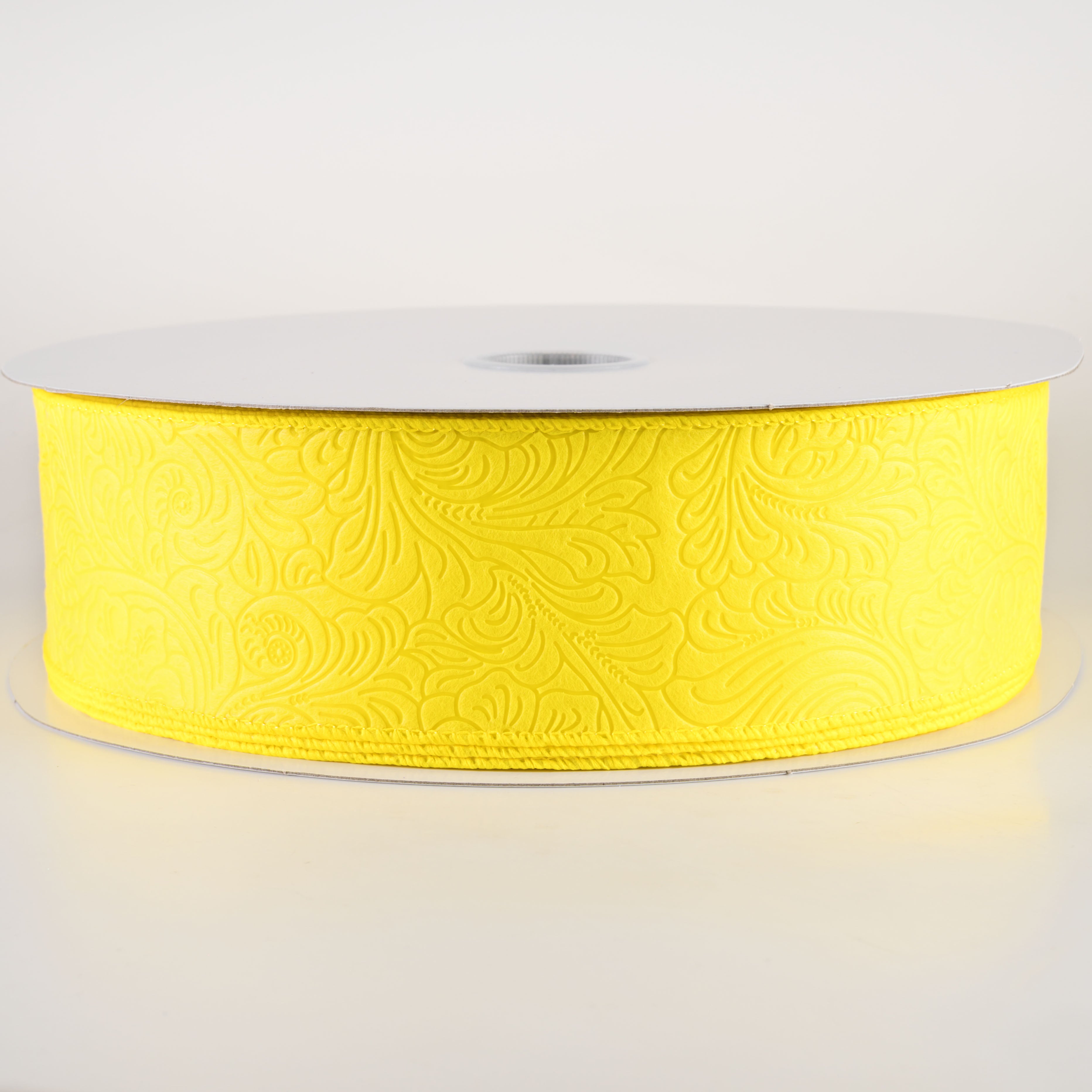 2.5" Embossed Flower Breeze Ribbon: Daffodil Yellow (50 Yards)