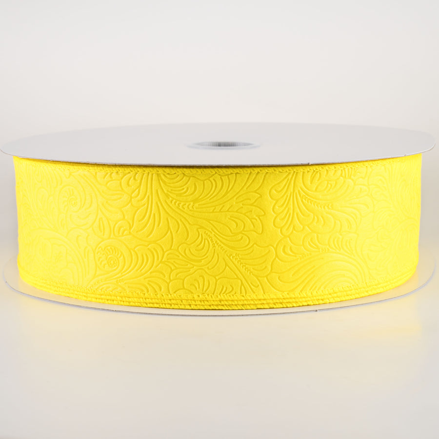 2.5" Embossed Flower Breeze Ribbon: Daffodil Yellow (50 Yards)