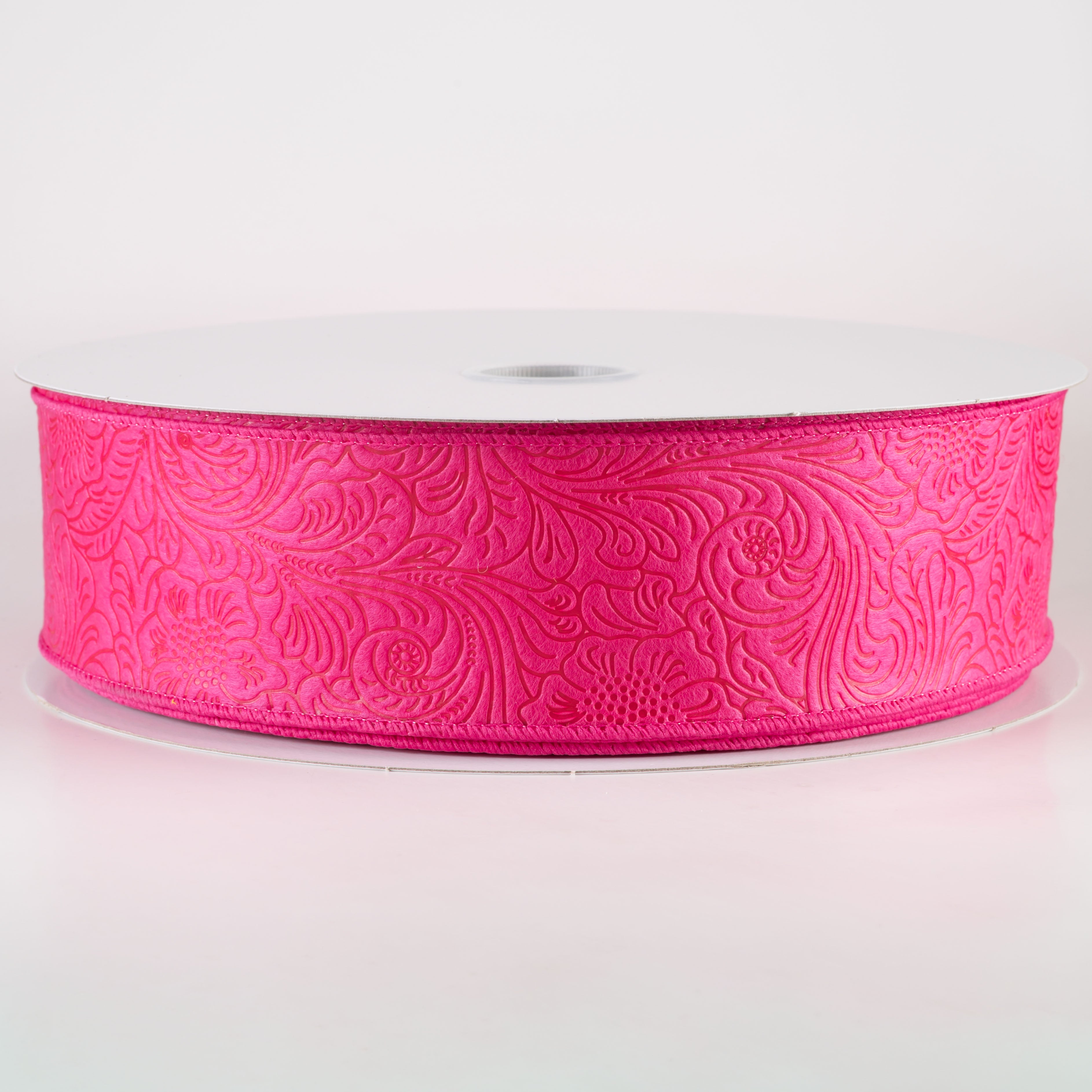 2.5" Embossed Flower Breeze Ribbon: Fuchsia Hot Pink (50 Yards)