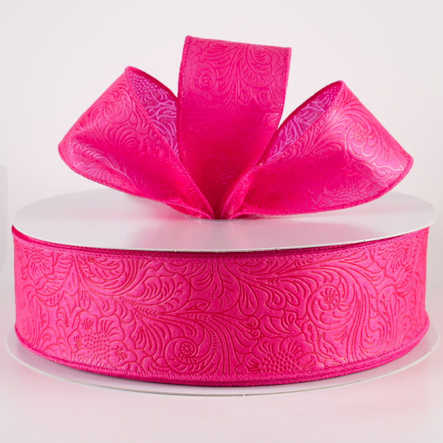 2.5" Embossed Flower Breeze Ribbon: Fuchsia Hot Pink (50 Yards) Lifestyle Photo