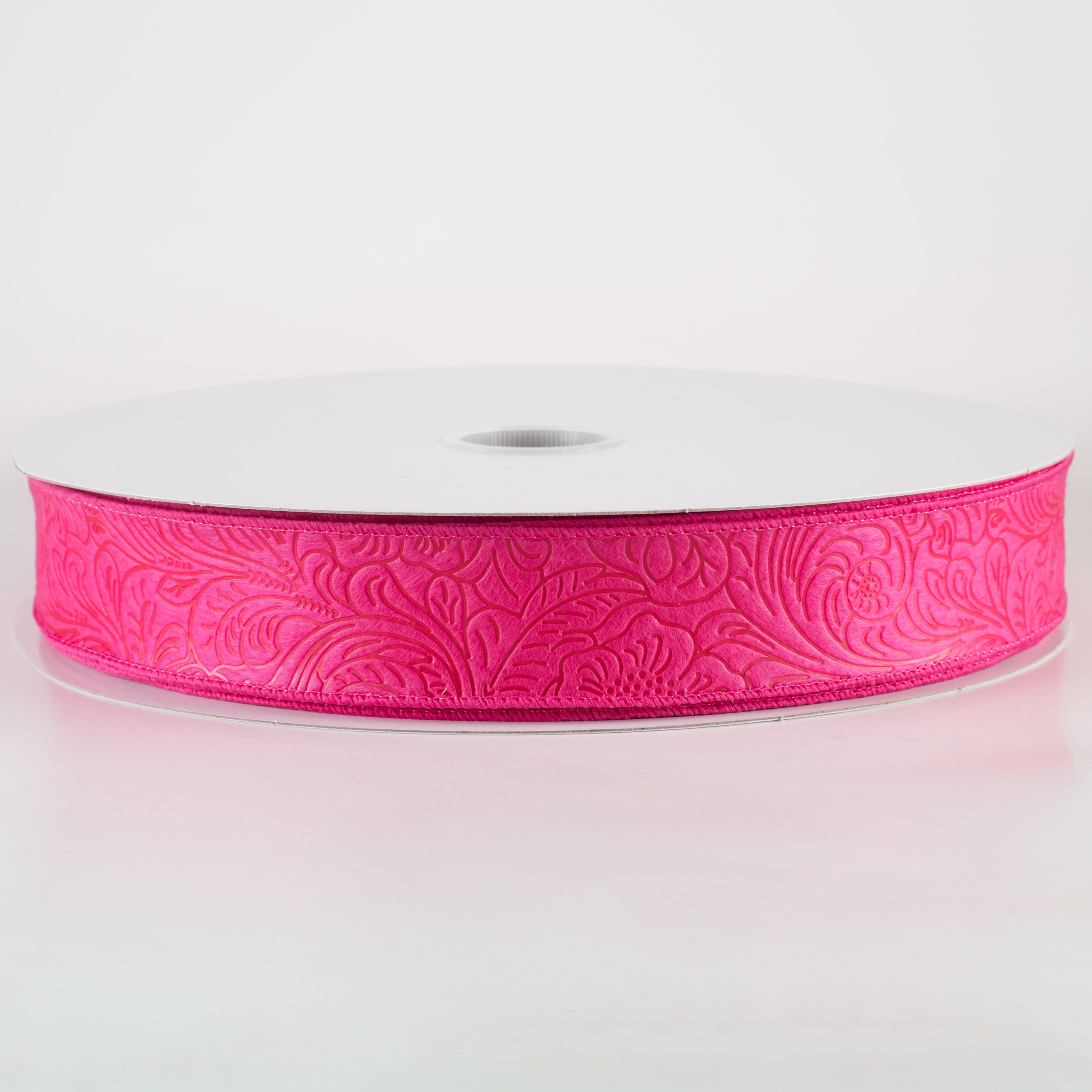 1.5" Embossed Flower Breeze Ribbon: Fuchsia Hot Pink (50 Yards)