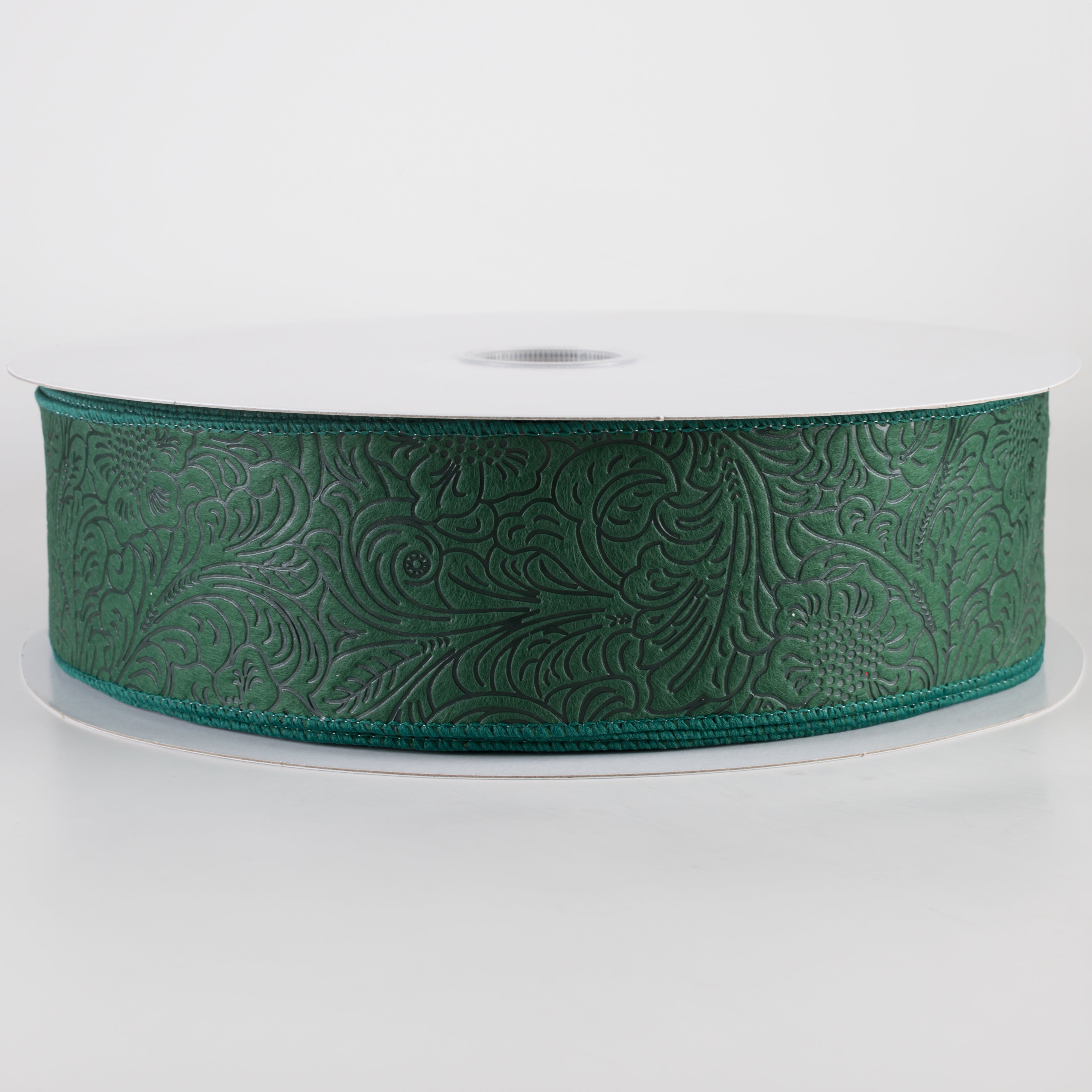 2.5" Embossed Flower Breeze Ribbon: Hunter Green (50 Yards)