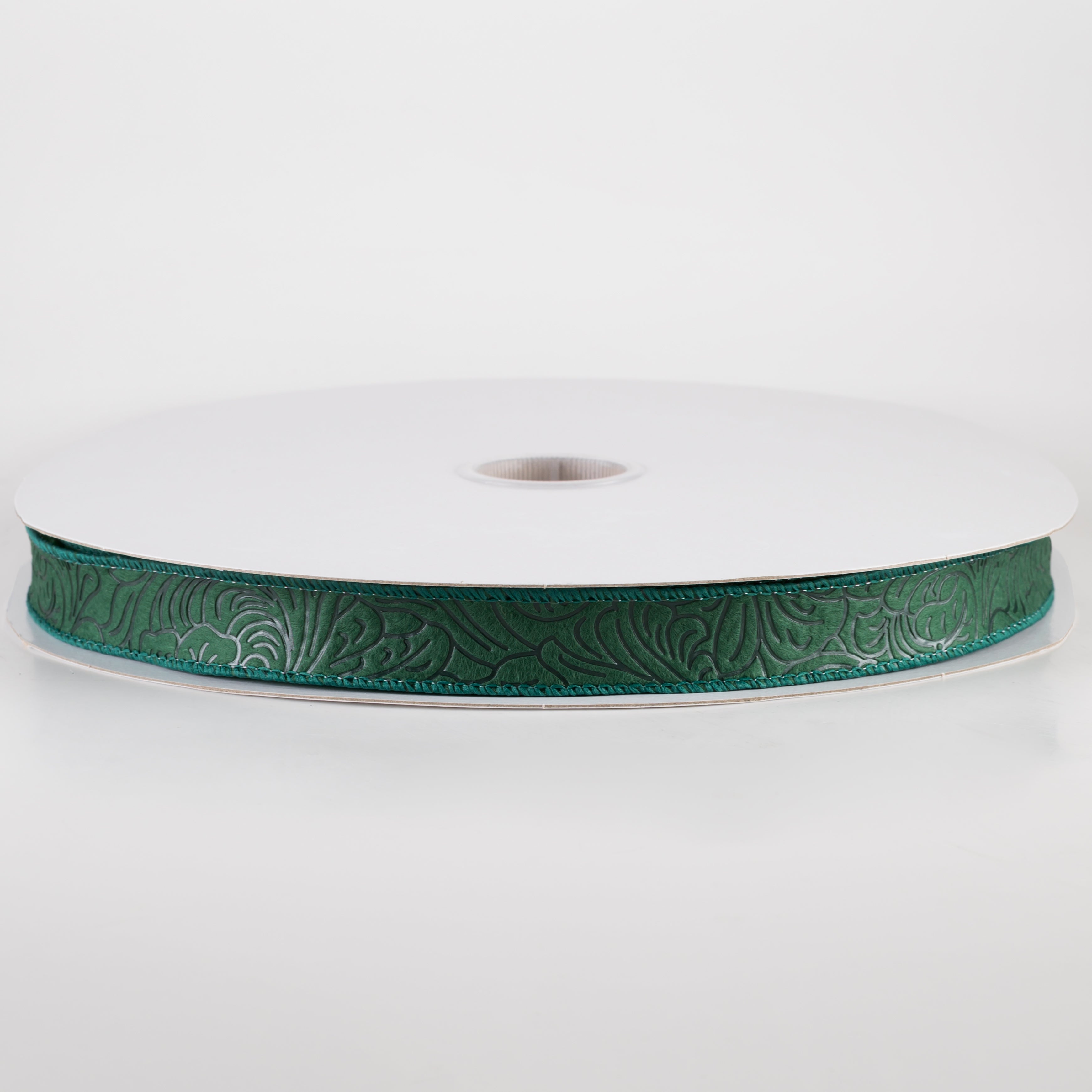 7/8" Embossed Flower Breeze Ribbon: Hunter Green (50 Yards)