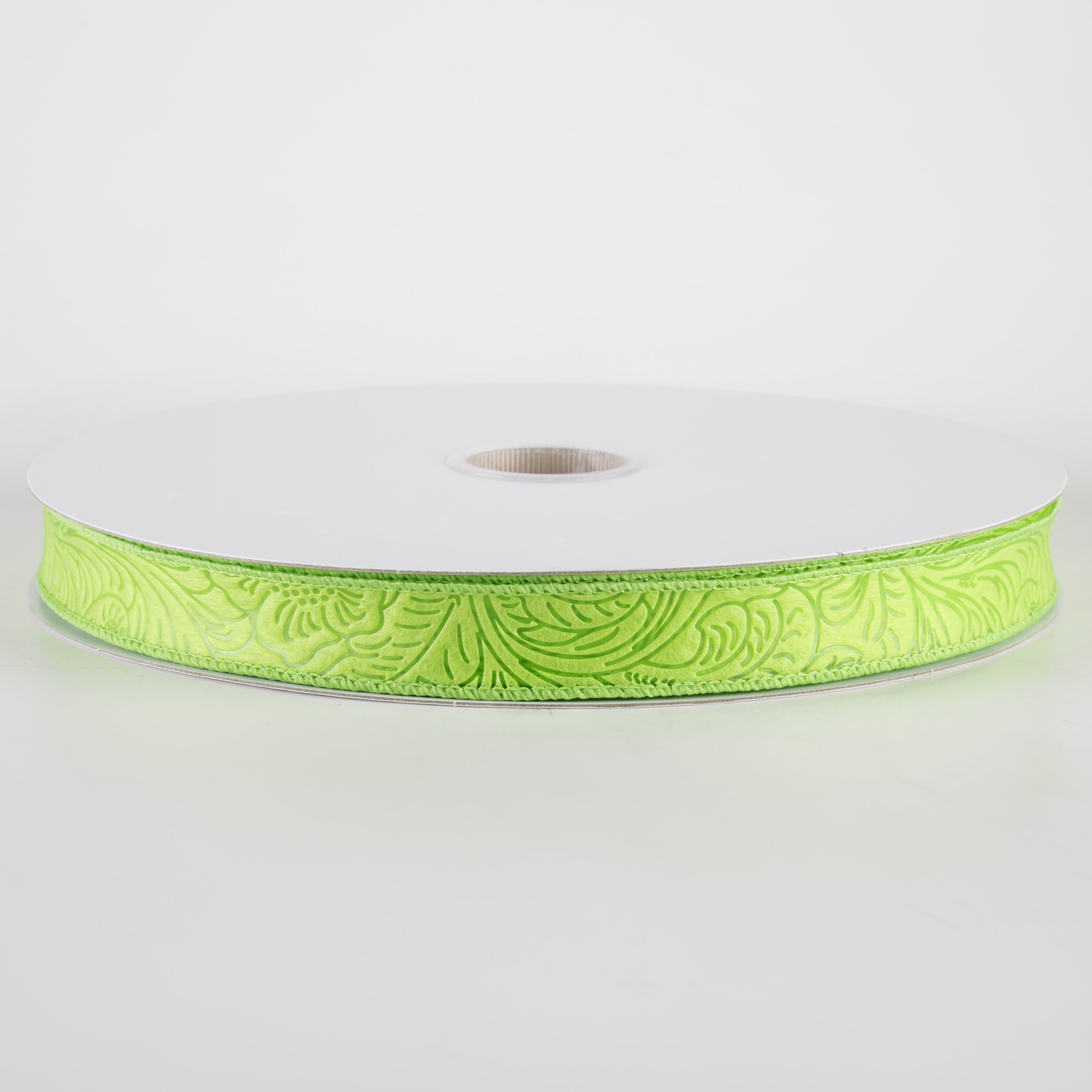 7/8" Embossed Flower Breeze Ribbon: Lime Green (50 Yards)