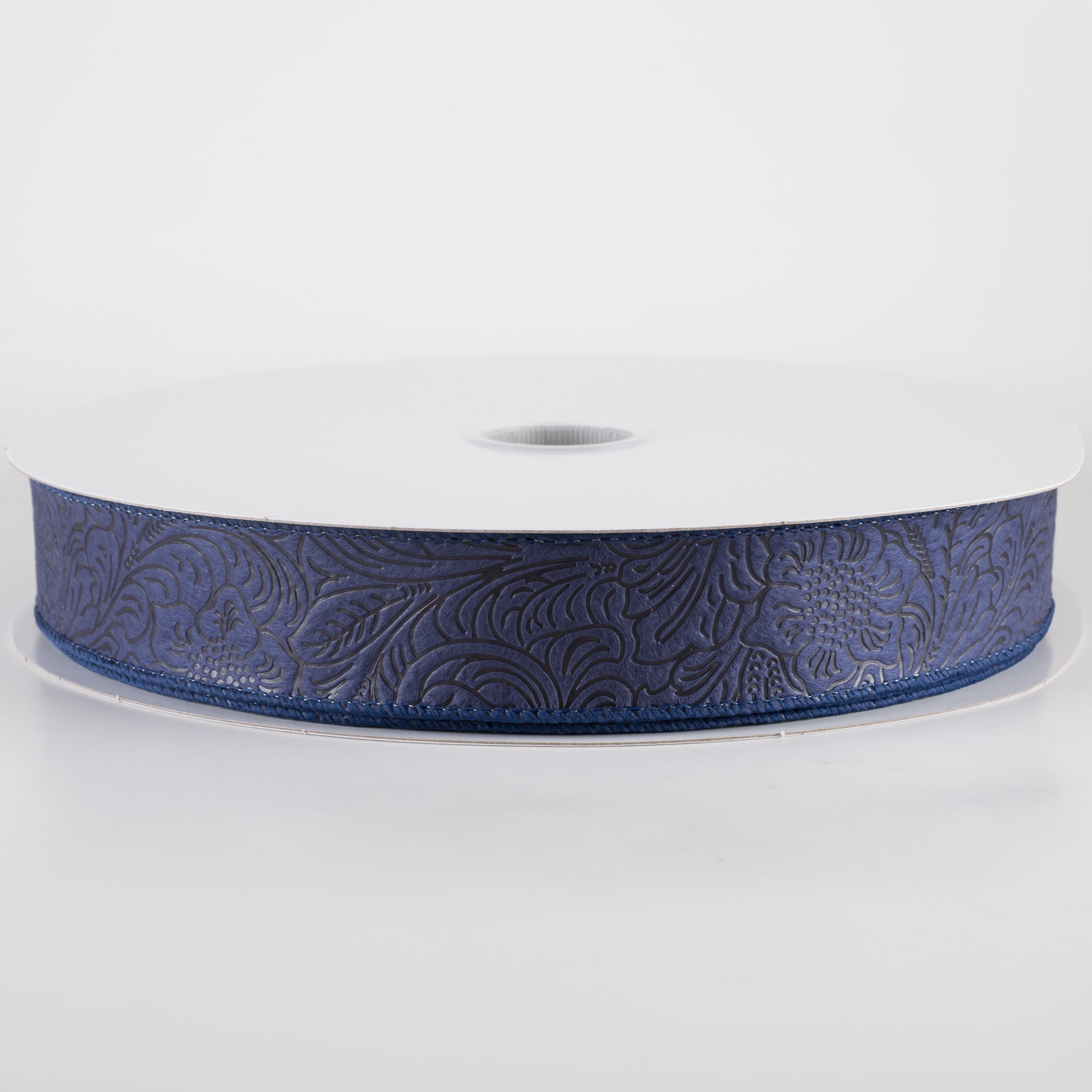 1.5" Embossed Flower Breeze Ribbon: Navy Blue (50 Yards)