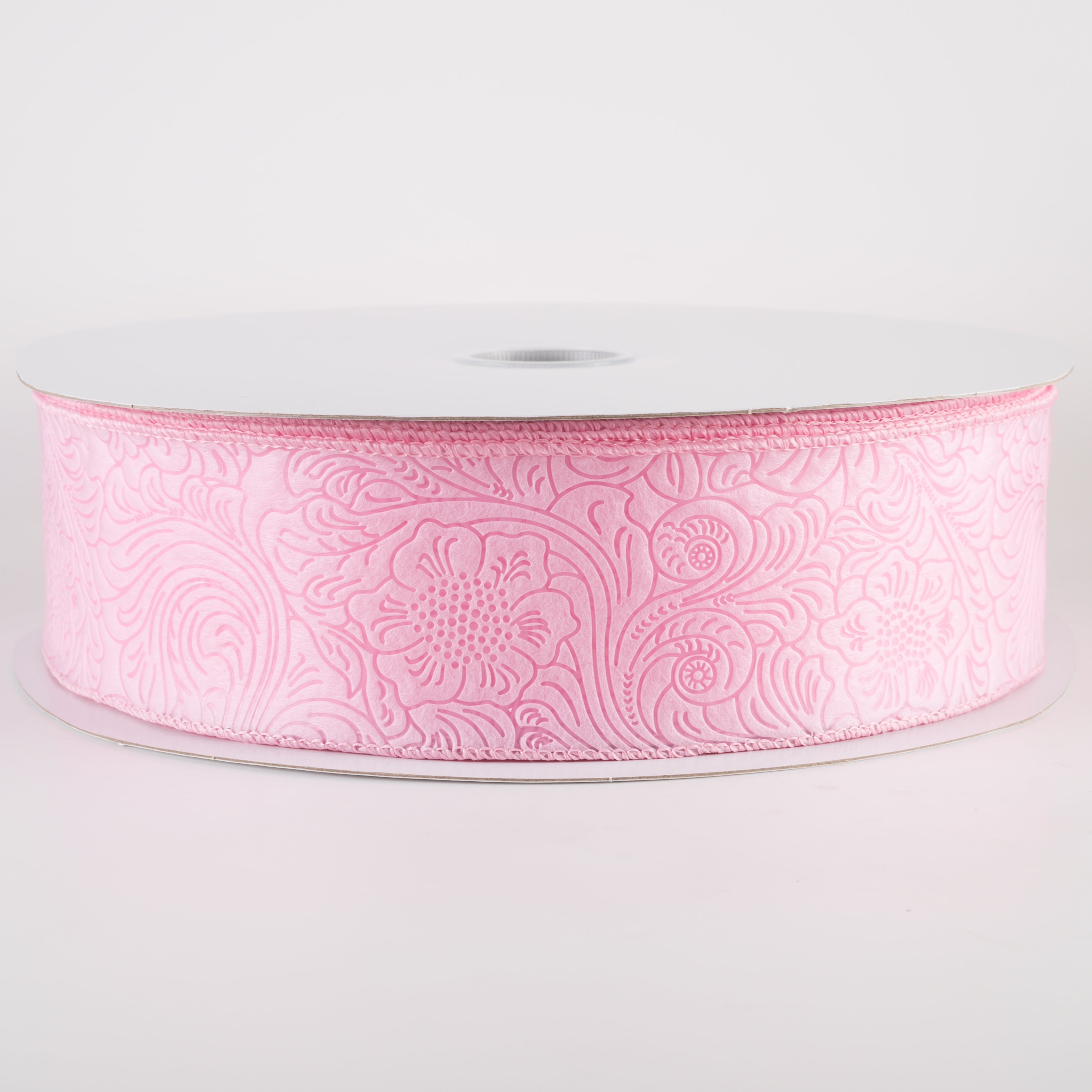 2.5" Embossed Flower Breeze Ribbon: Pink (50 Yards)