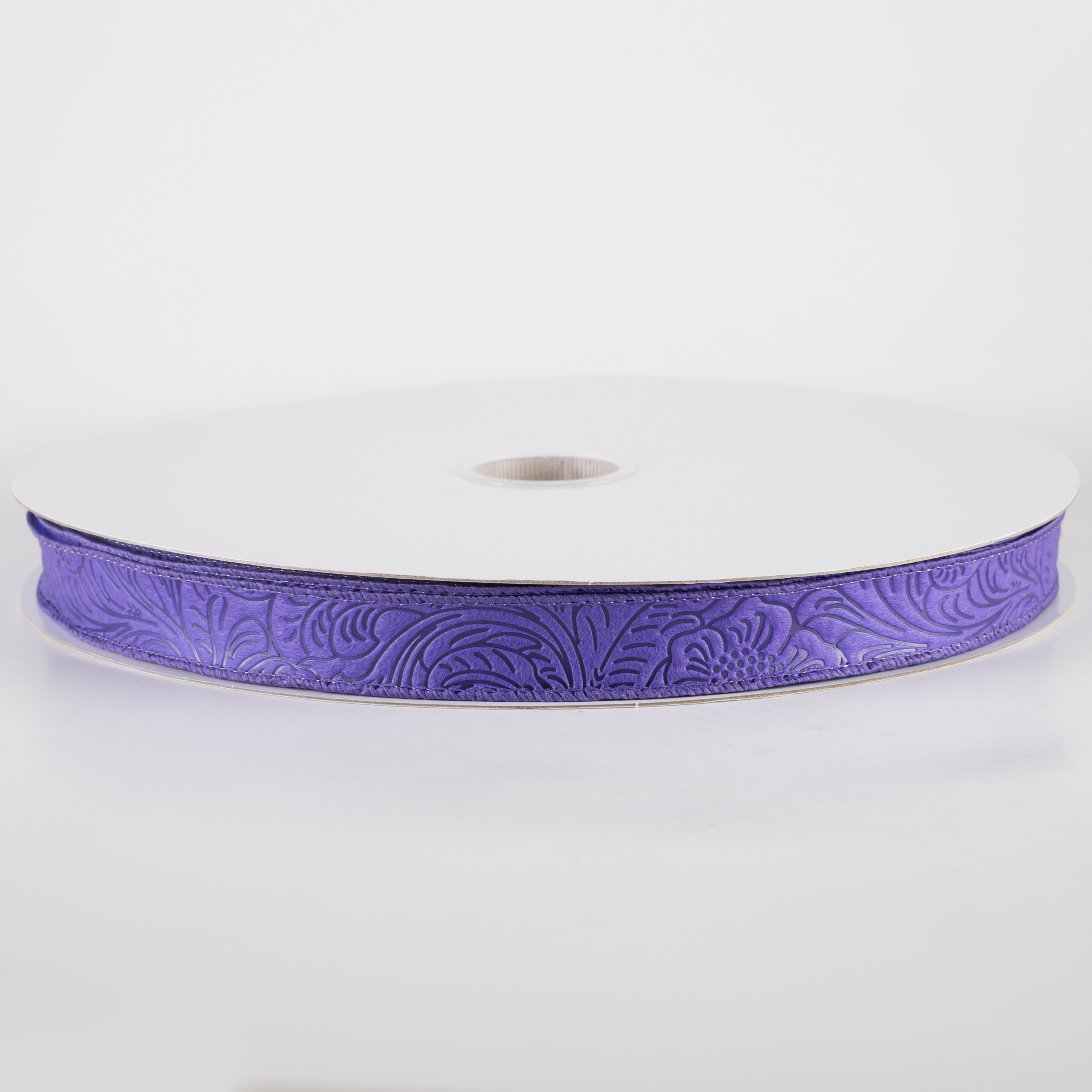 7/8" Embossed Flower Breeze Ribbon: Purple (50 Yards)