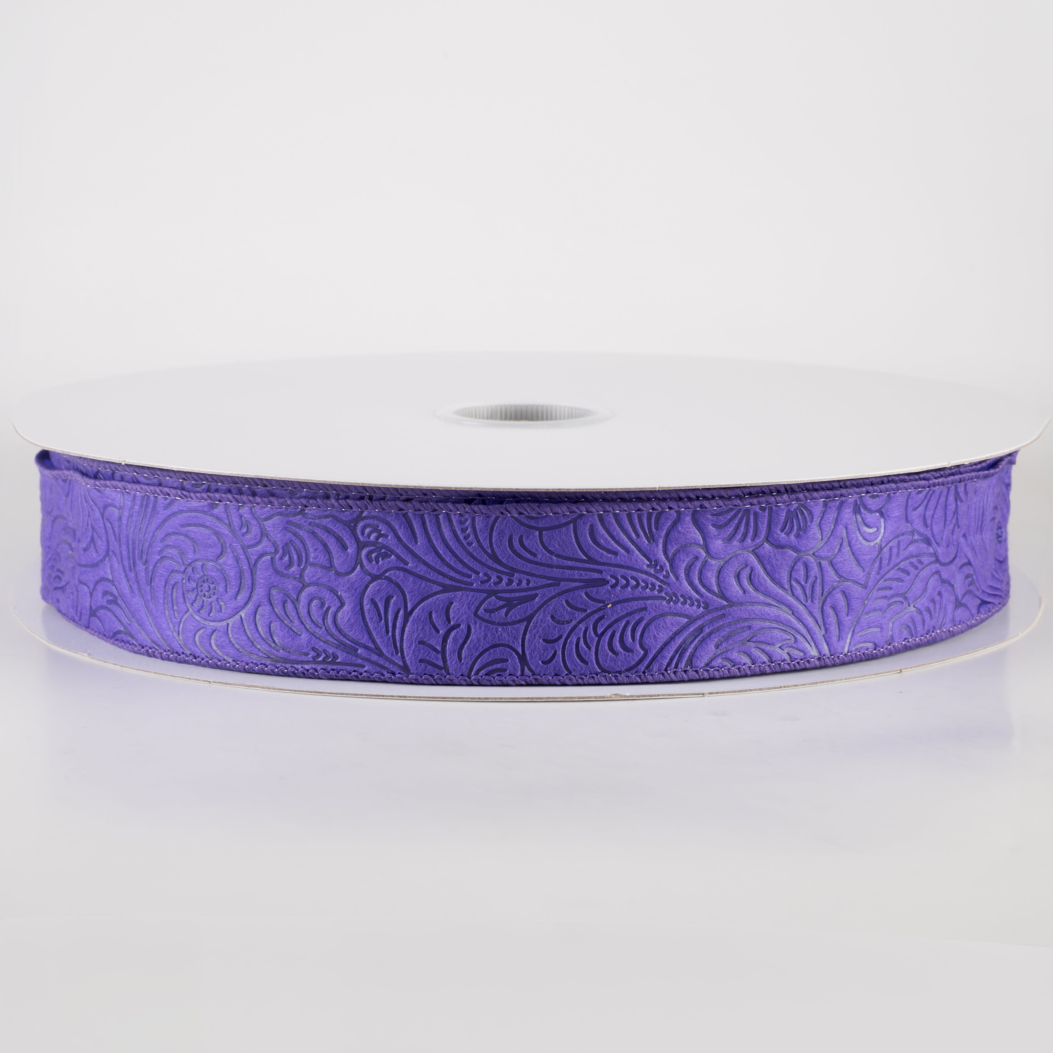 1.5" Embossed Flower Breeze Ribbon: Purple (50 Yards)