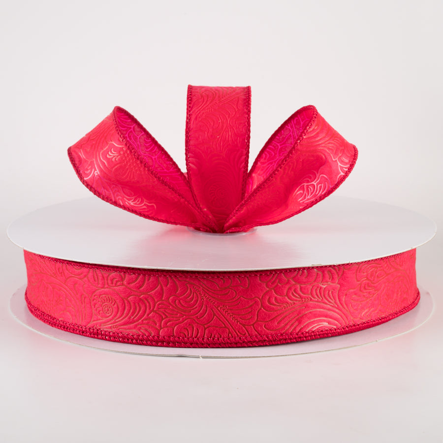 1.5" Embossed Flower Breeze Ribbon: Red (50 Yards) Lifestyle Photo