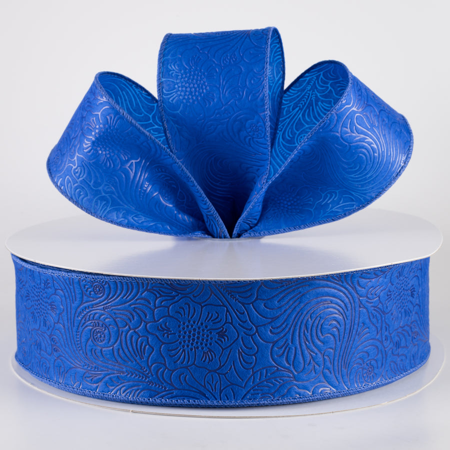 2.5" Embossed Flower Breeze Ribbon: Royal Blue (50 Yards) Lifestyle Photo