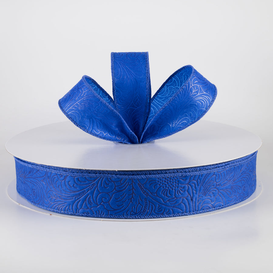 1.5" Embossed Flower Breeze Ribbon: Royal Blue (50 Yards) Lifestyle Photo