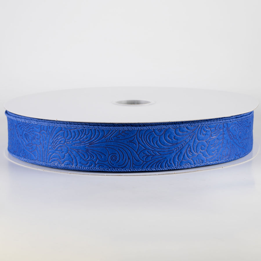 1.5" Embossed Flower Breeze Ribbon: Royal Blue (50 Yards)