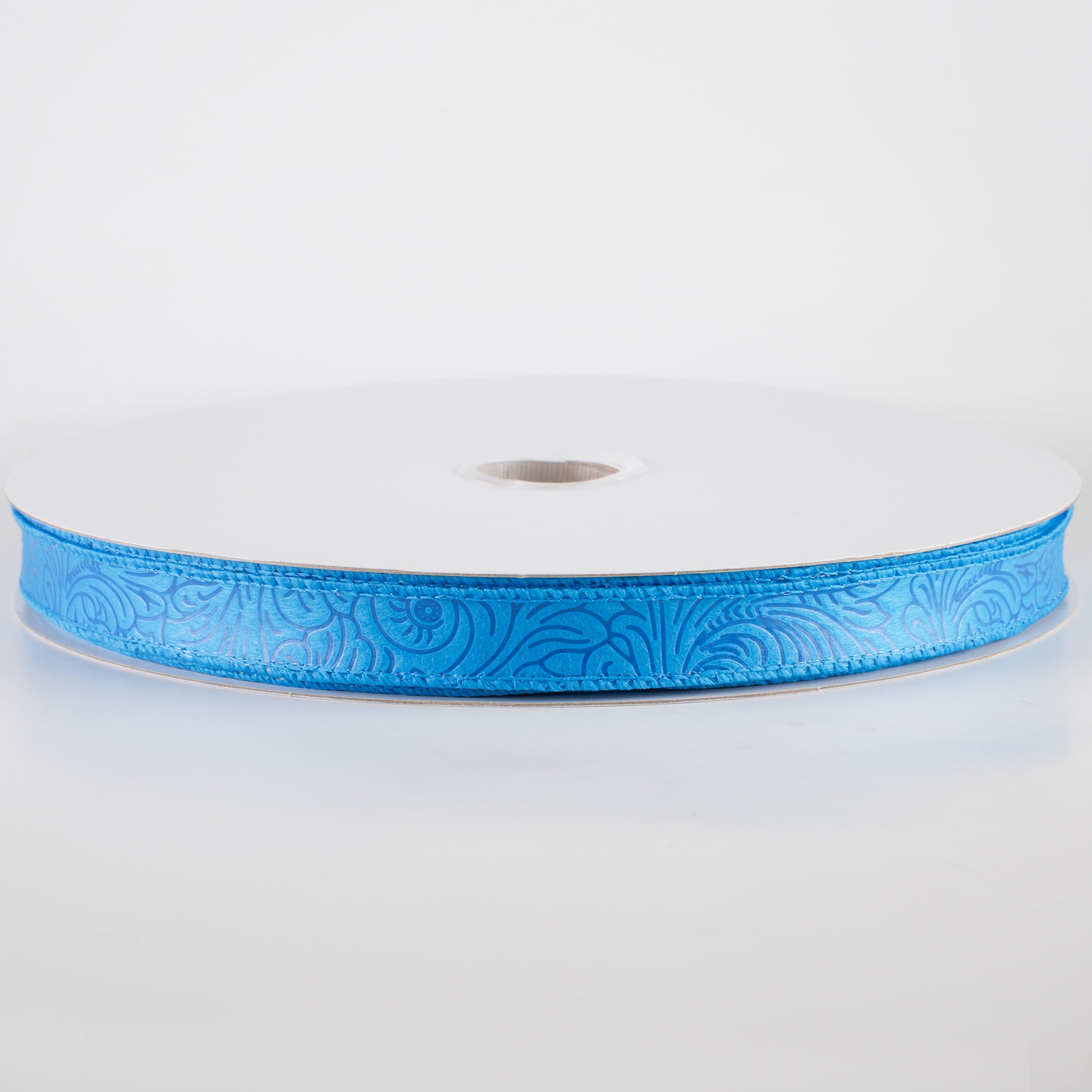 7/8" Embossed Flower Breeze Ribbon: Turquoise Blue (50 Yards)
