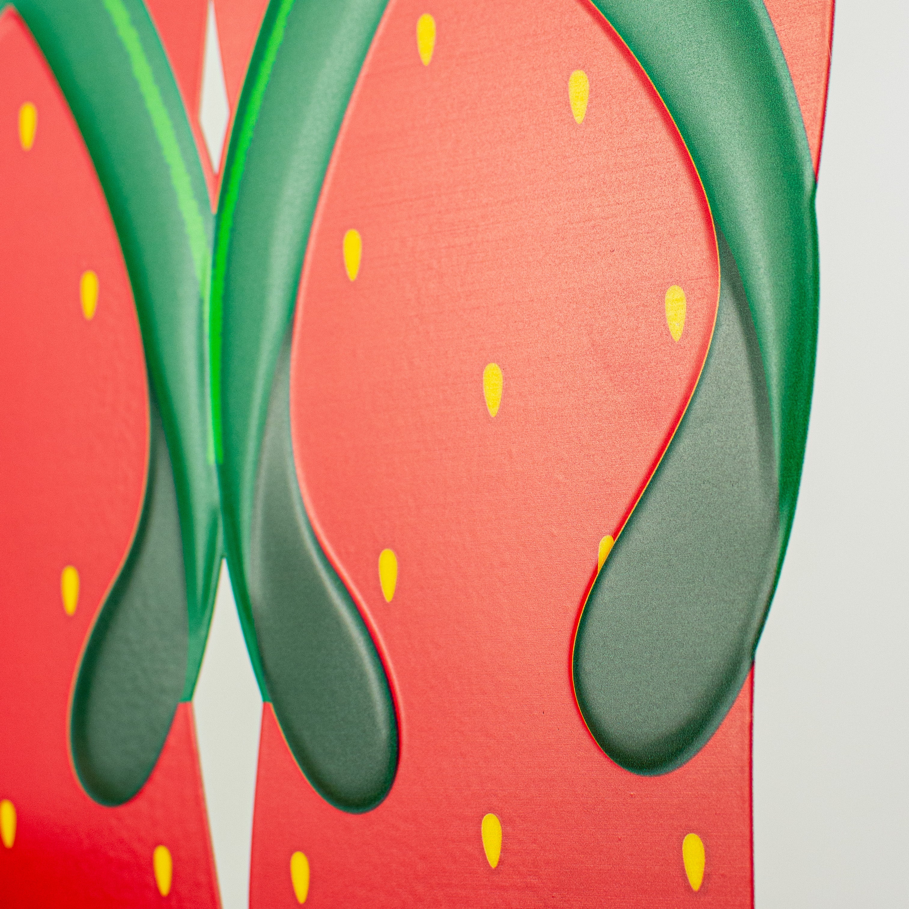 12" Embossed Metal Hanger: Strawberry Flip Flops detail photo 3