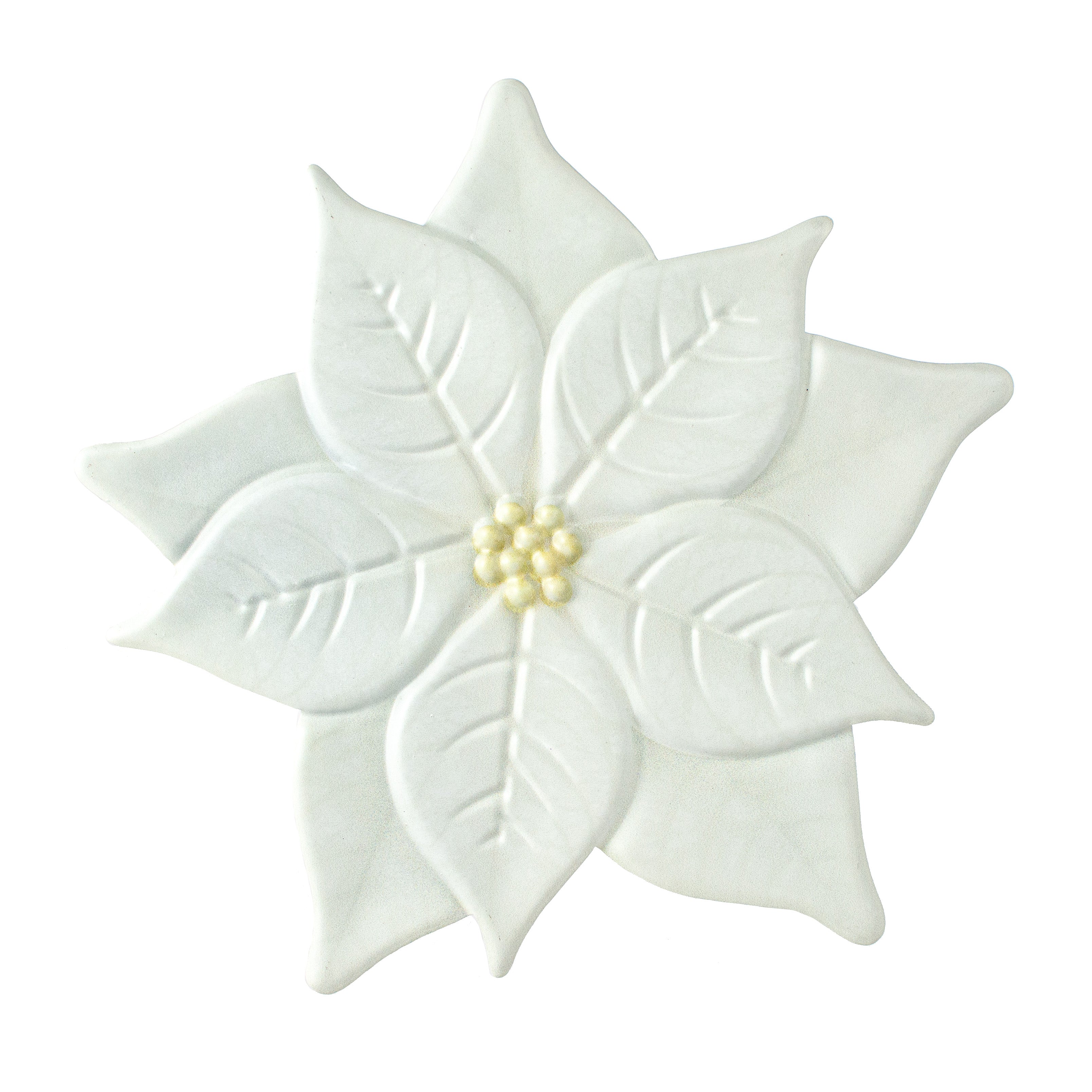 12" Embossed Metal Hanger: White Poinsettia Item Number: MD101027