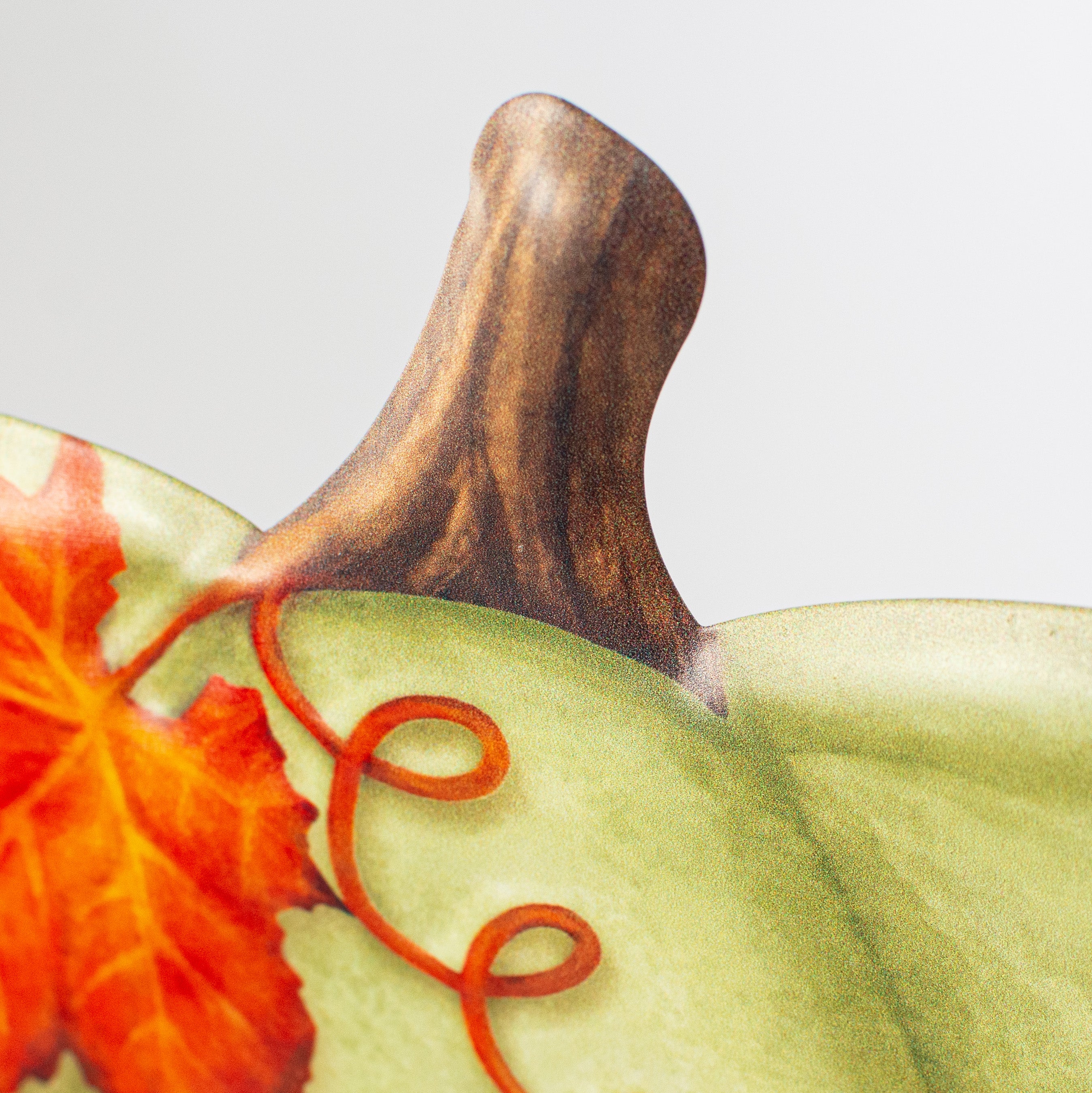 12" Embossed Metal Pumpkin Hanger: Moss detail photo 3