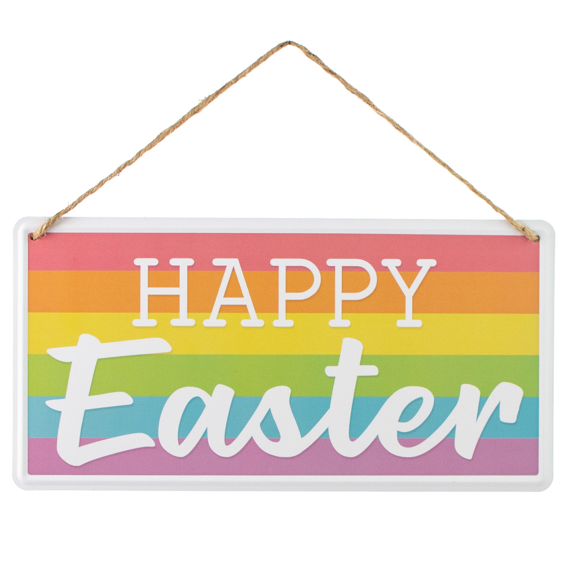 12" Embossed Metal Sign: Happy Easter Stripes Item Number: MD1240