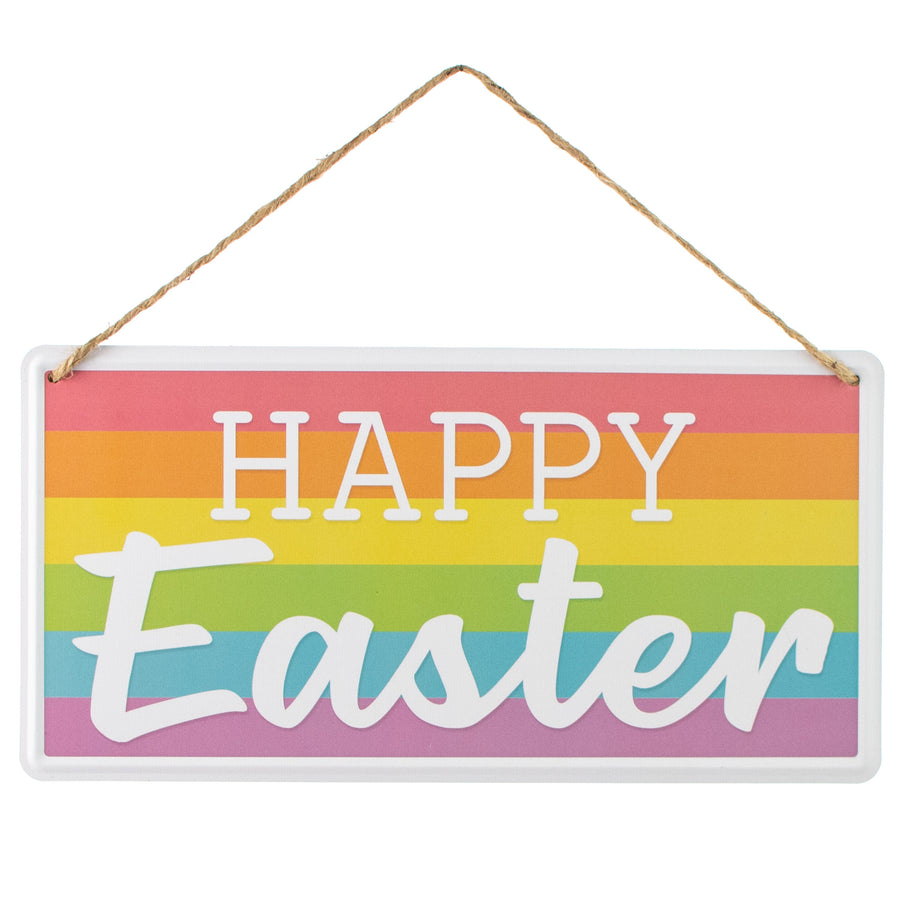 12" Embossed Metal Sign: Happy Easter Stripes Item Number: MD1240