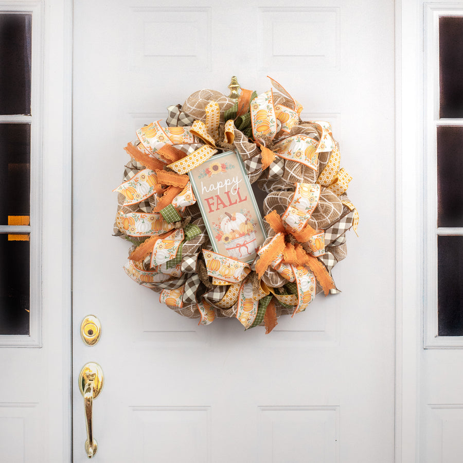 12" Embossed Metal Sign: Happy Fall Pumpkins & Sunflowers detail photo 4