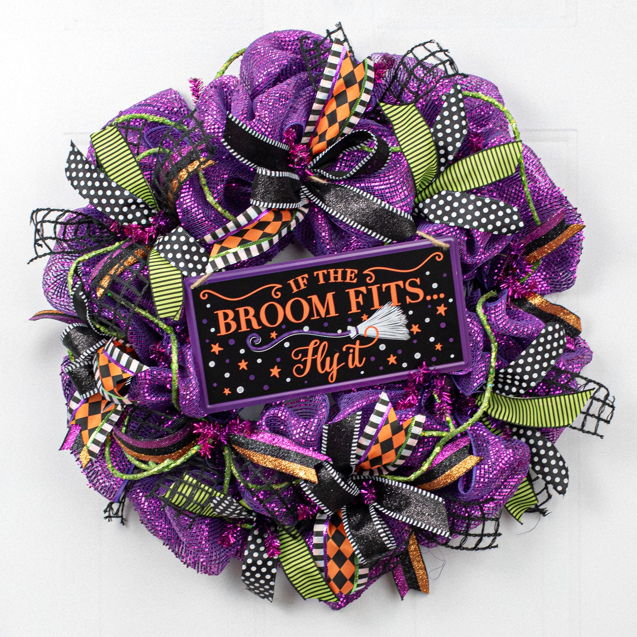 12" Embossed Metal Sign: If the Broom Fits Lifestyle Photo