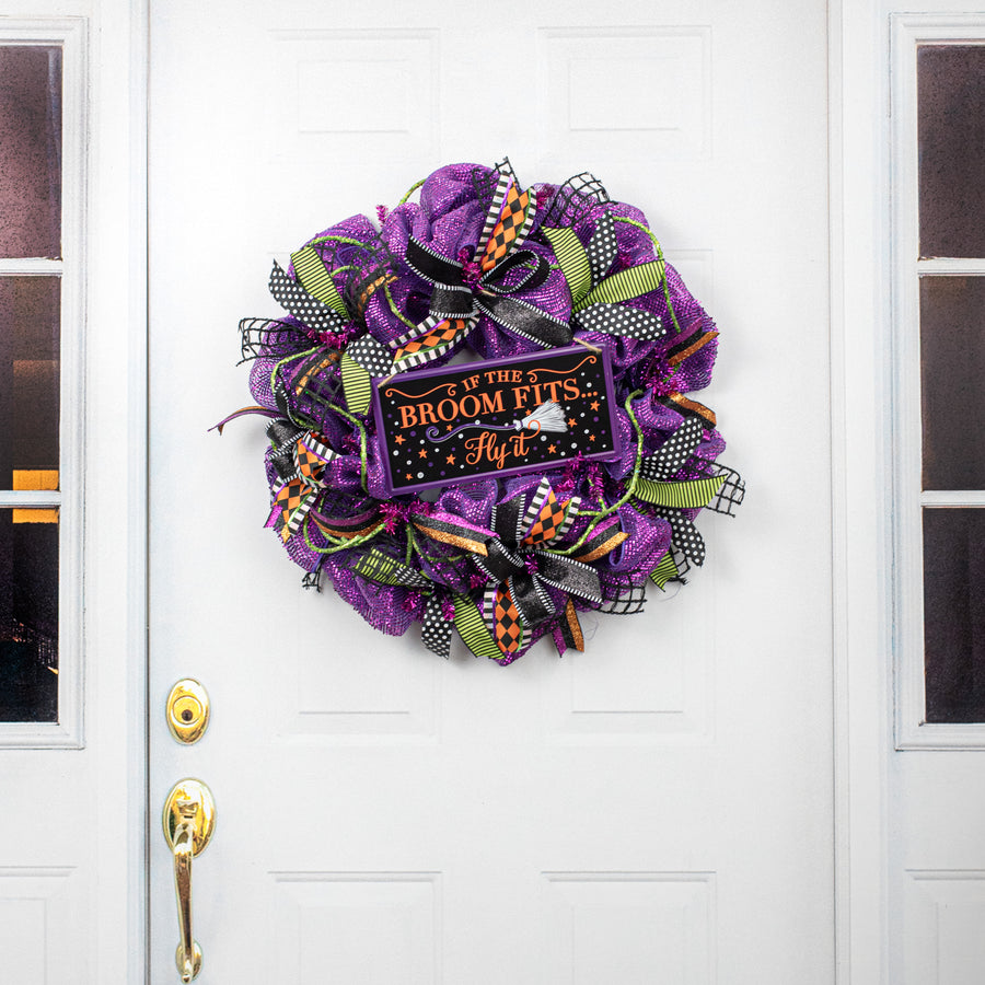 12" Embossed Metal Sign: If the Broom Fits detail photo 4