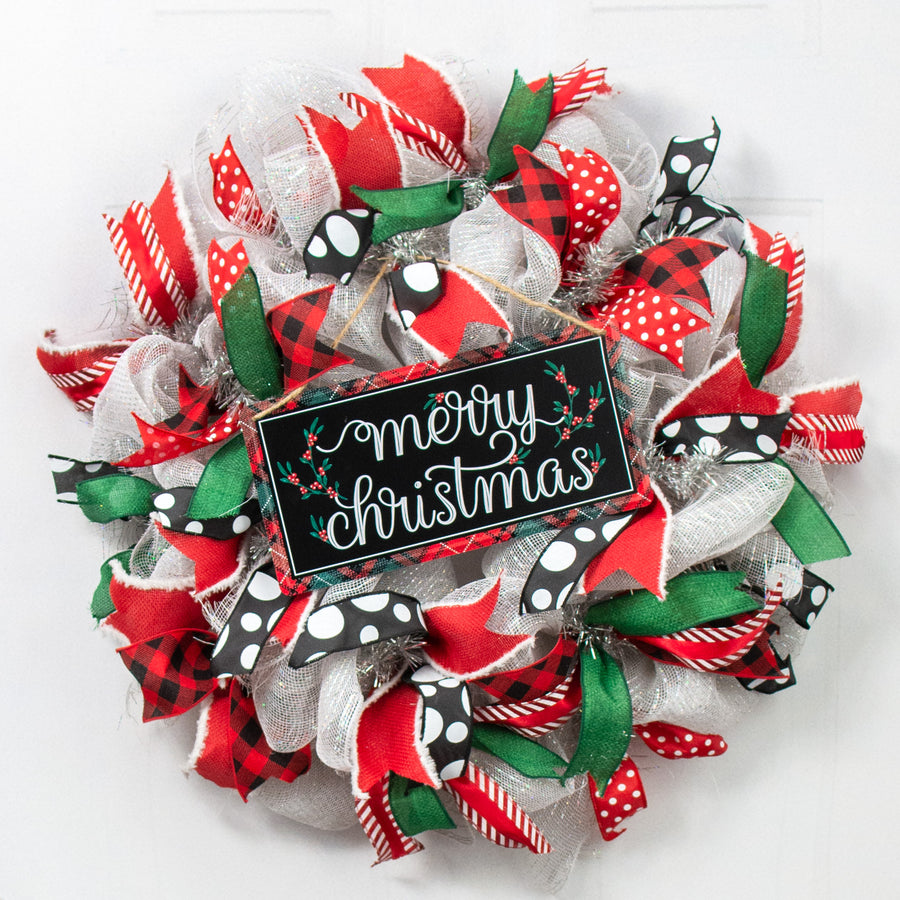 12" Embossed Metal Sign: Merry Christmas Mistletoe Lifestyle Photo