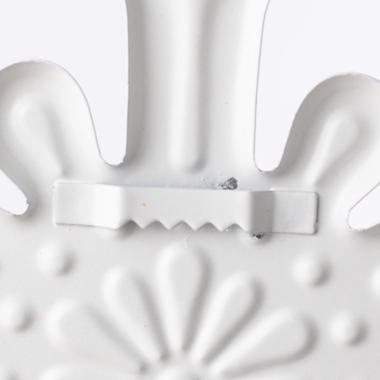 12" Embossed Metal Snowflake Hanger: Pale Blue & White detail photo 4