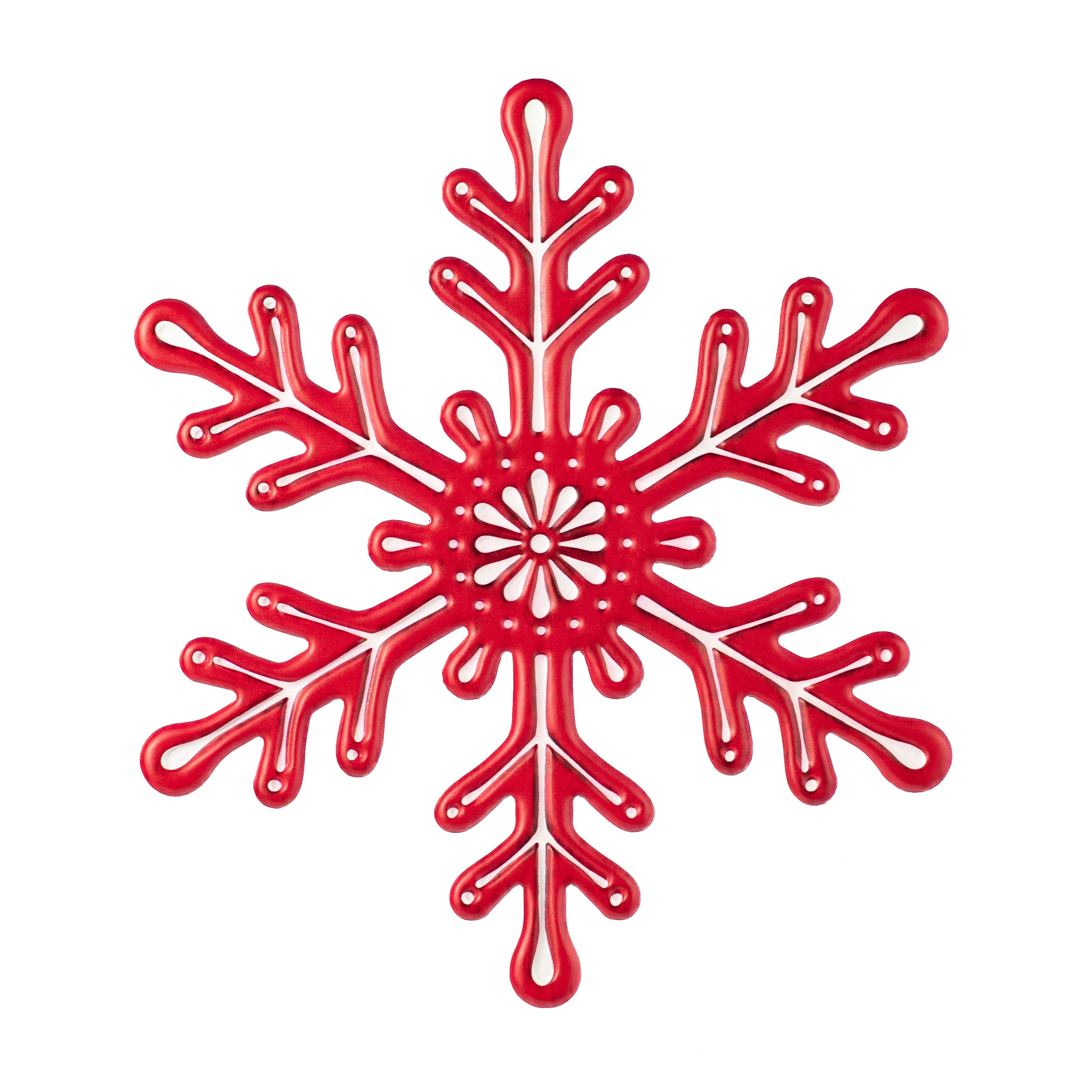 12" Embossed Metal Snowflake Hanger: Red Item Number: MD1198