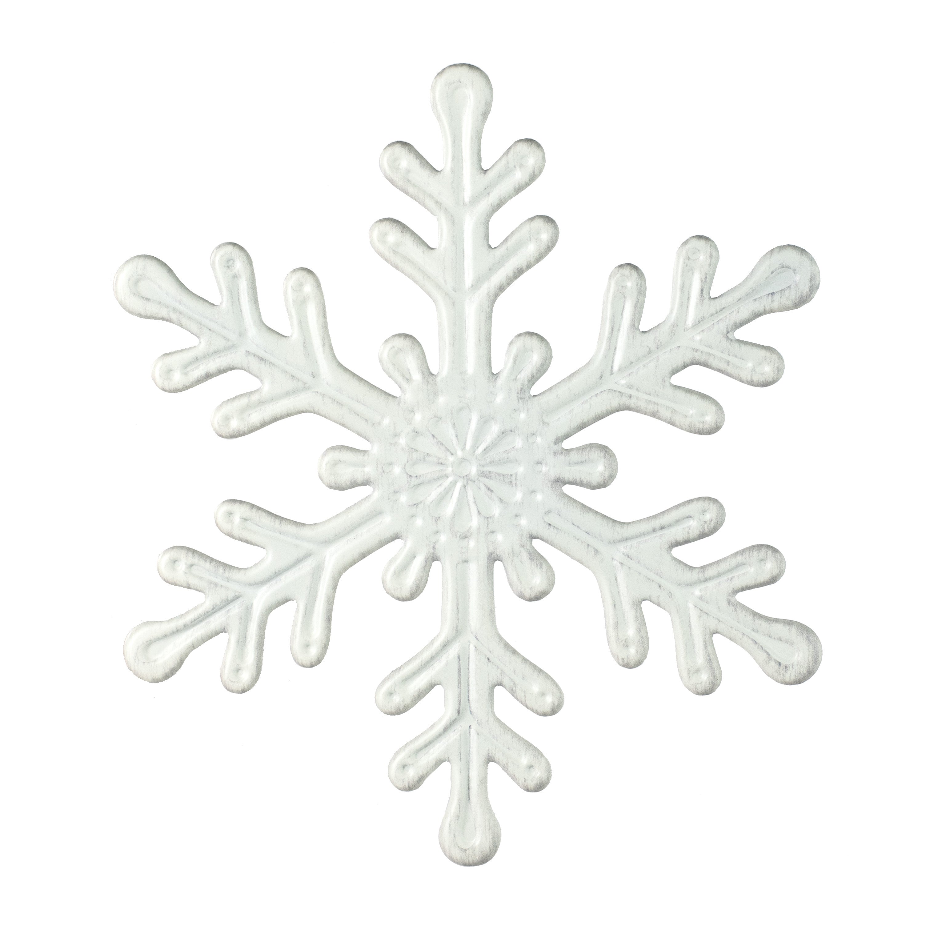 12" Embossed Metal Snowflake Hanger: White Item Number: MD1197