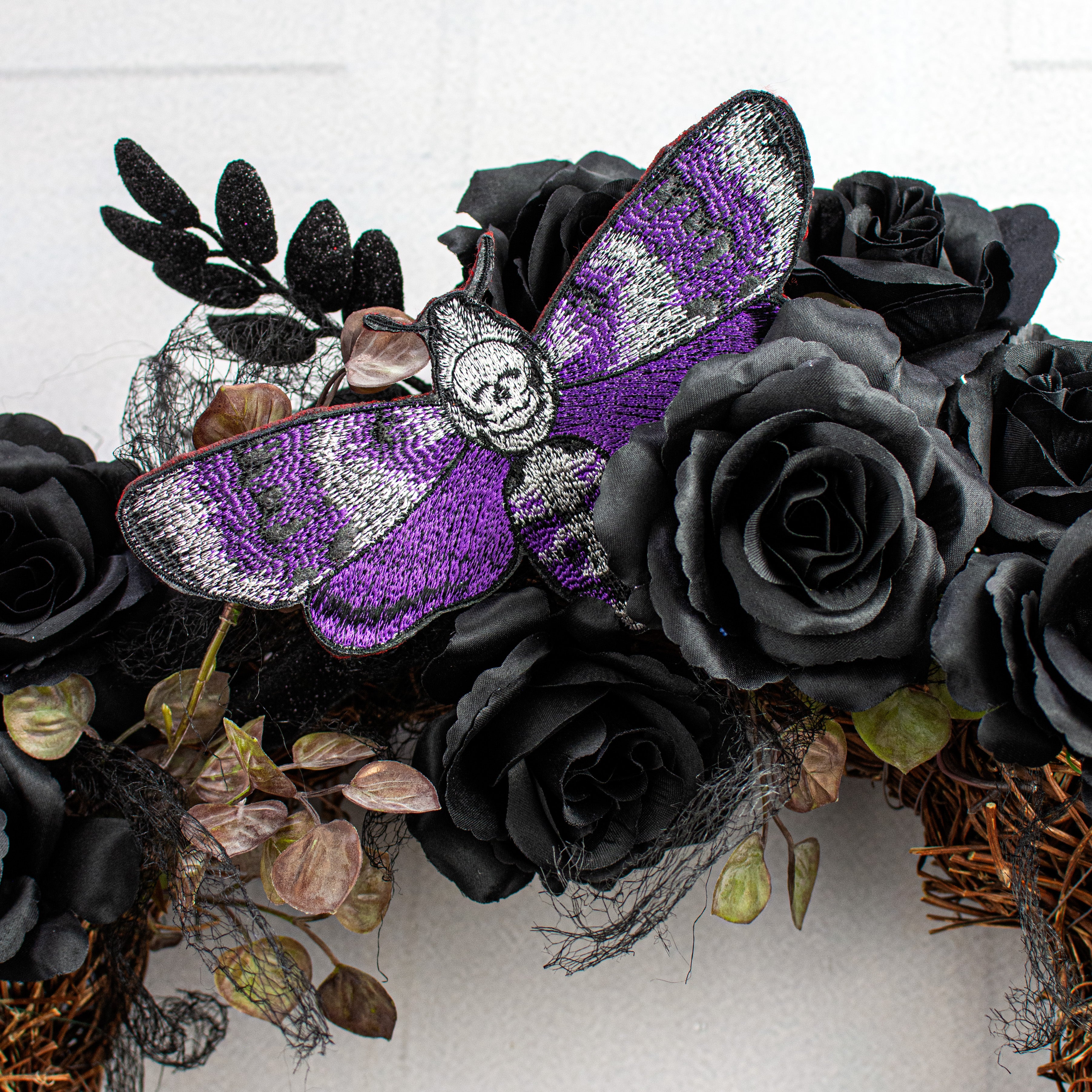 [D Stevens] 6" Embroidered Halloween Moth Clip Ornament: Purple detail photo 5