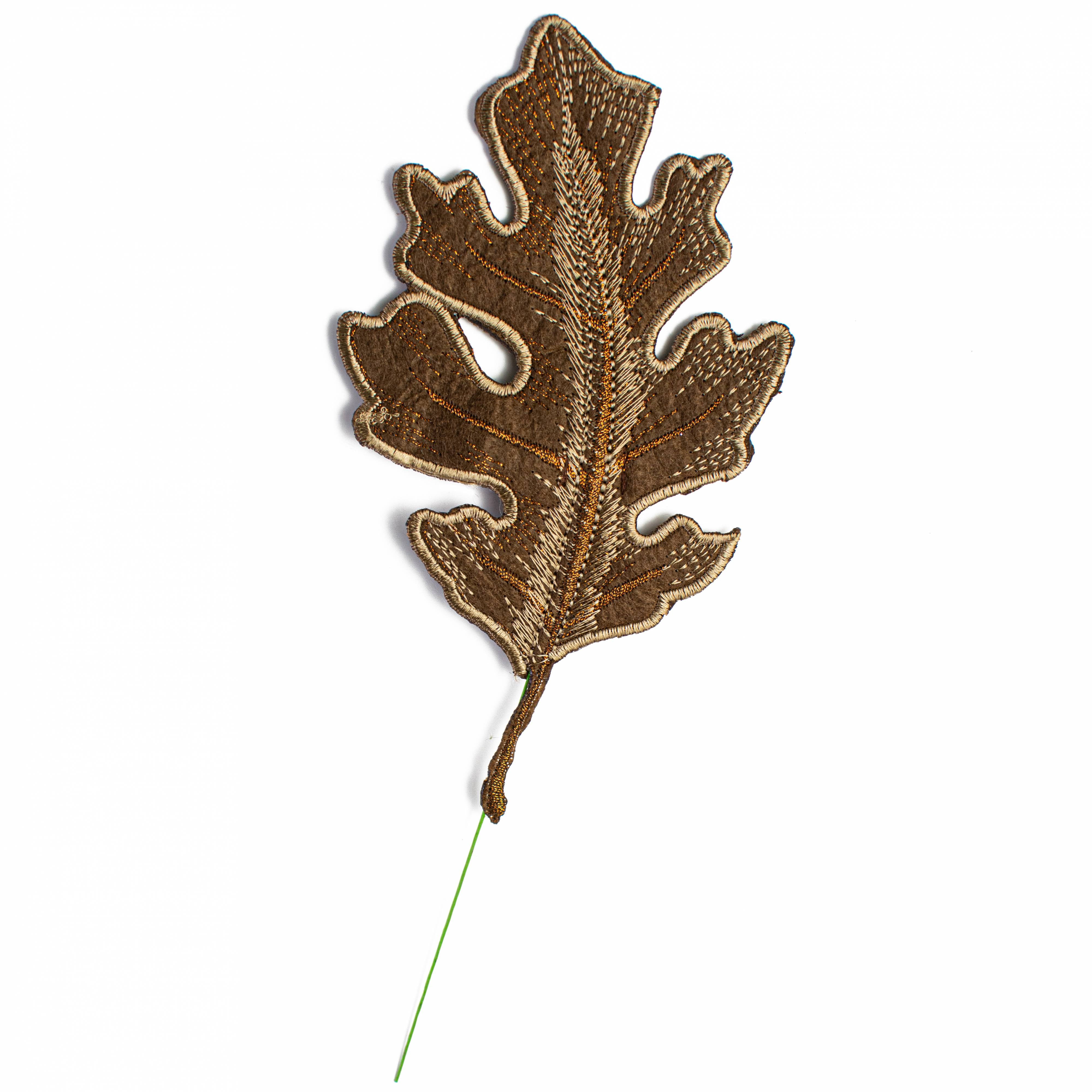 [D Stevens] 6" Embroidered Oak Leaf Clip Ornament: Brown Item Number: 18-3504