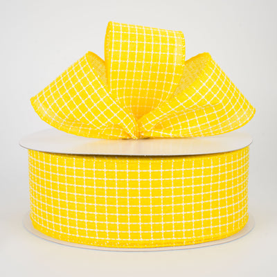 2.5" Embroidered Stitched Squares Ribbon: Yellow (50 Yards) Lifestyle Photo