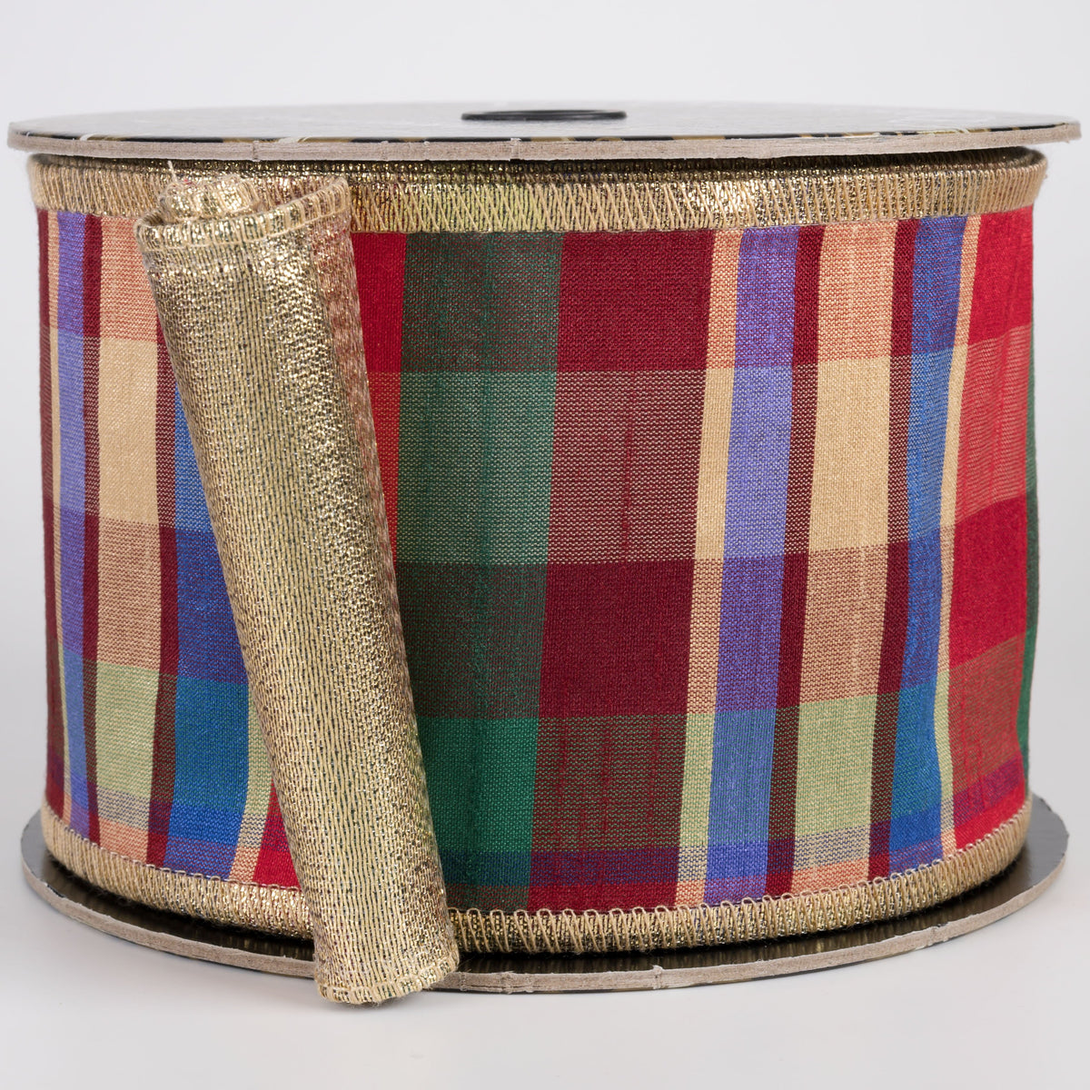 4" Esmerelda Dupioni Plaid Metallic Backed Ribbon: Preppy Christmas (10 Yards) Item Number: D73618-04-11