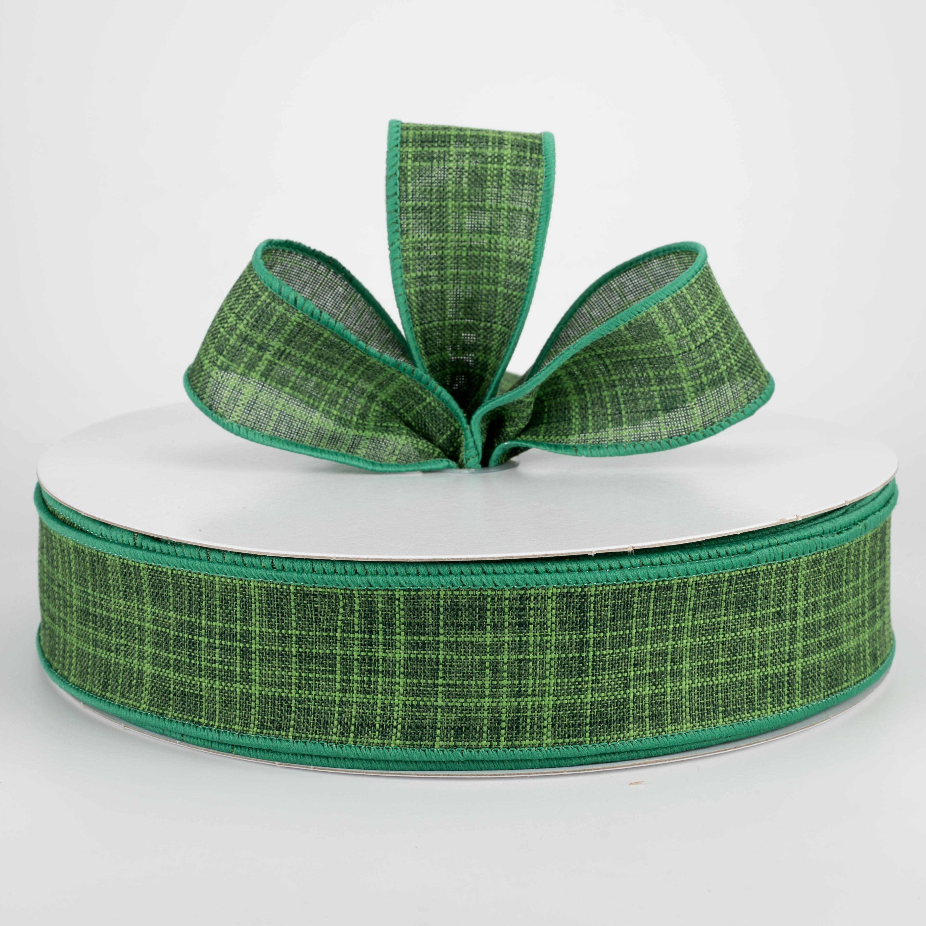1.5" Estelle Textured Linen Ribbon: Emerald Green (50 Yards) Lifestyle Photo