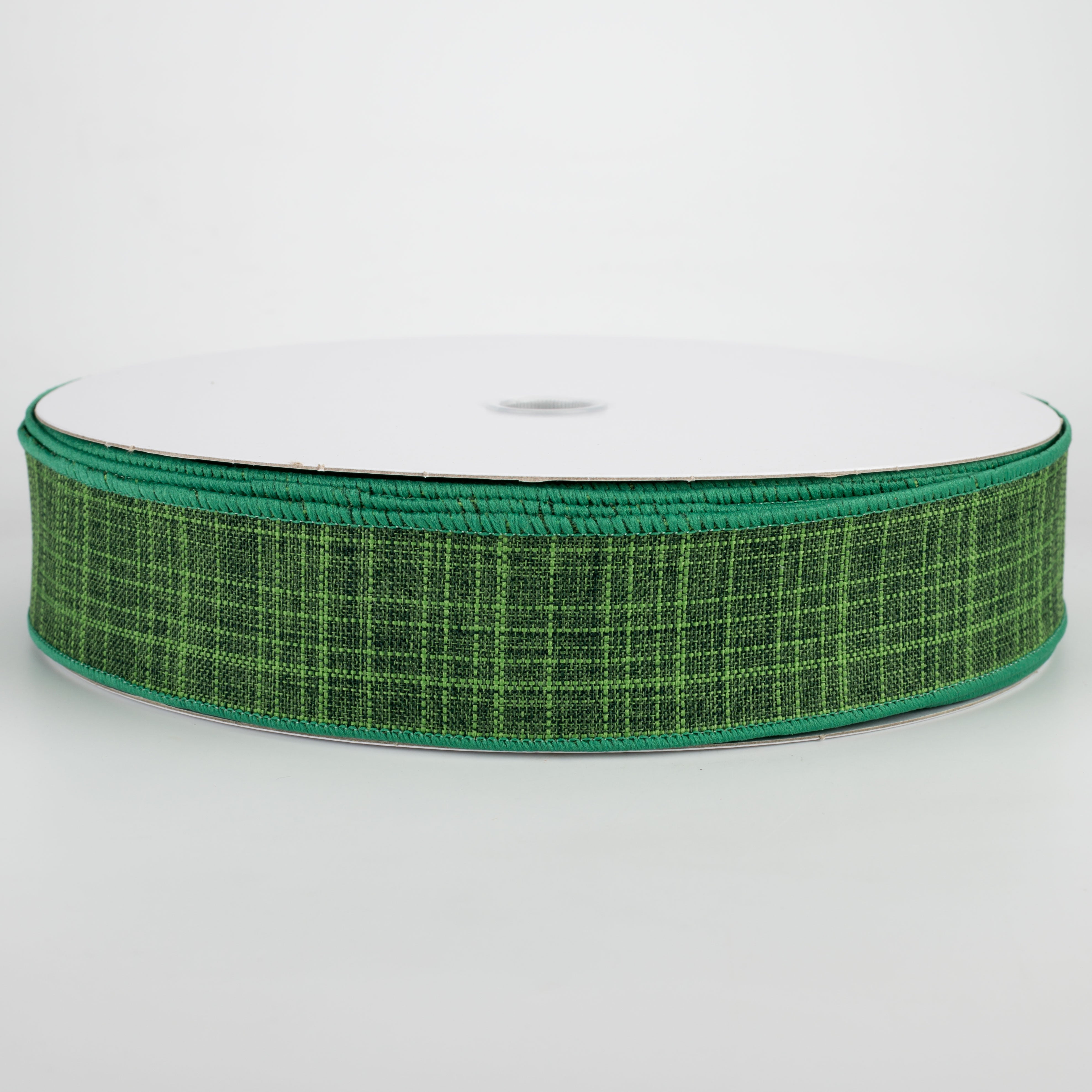 1.5" Estelle Textured Linen Ribbon: Emerald Green (50 Yards)