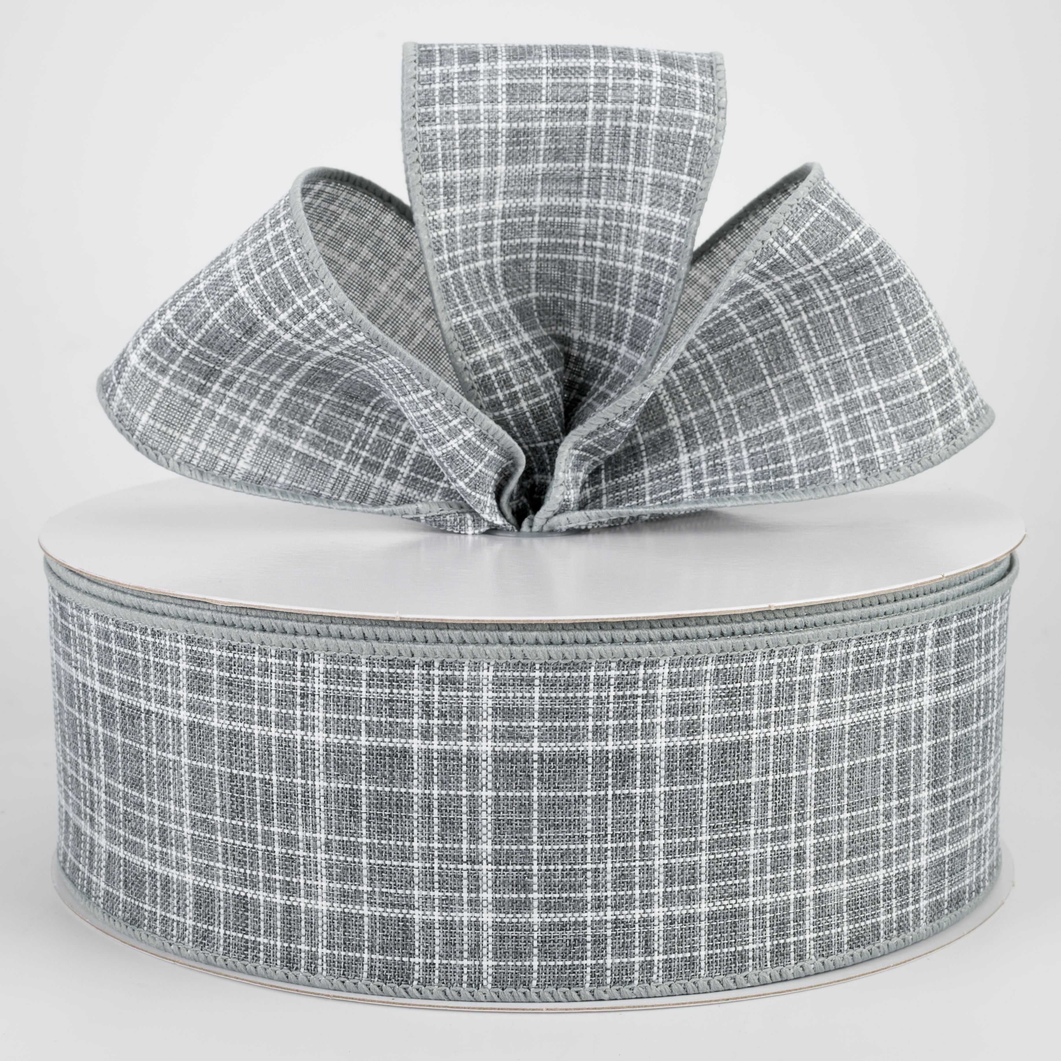 2.5" Estelle Textured Linen Ribbon: Grey (50 Yards) Lifestyle Photo