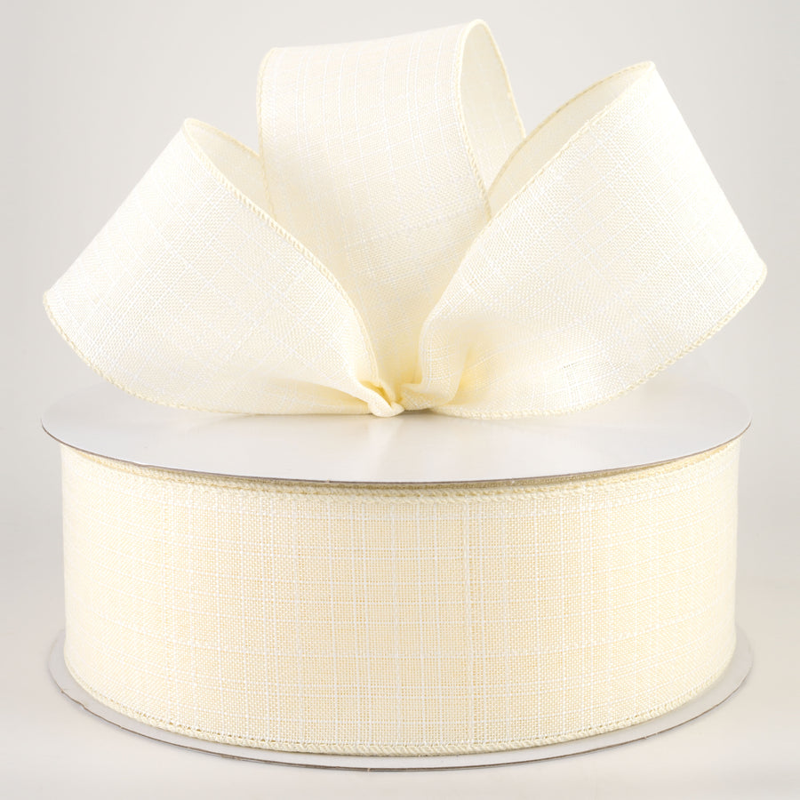 2.5" Estelle Textured Linen Ribbon: Ivory & White (50 Yards) Lifestyle Photo