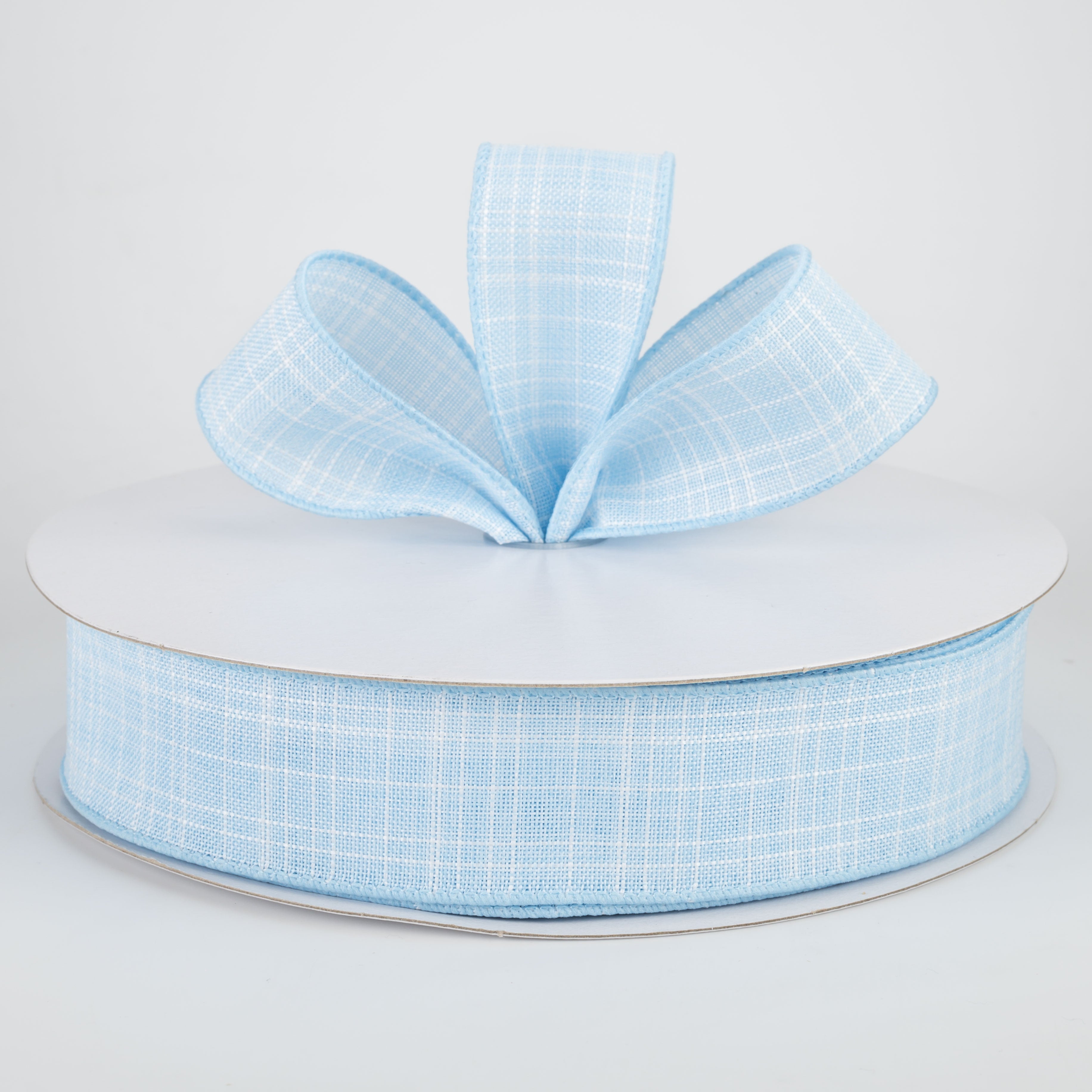 1.5" Estelle Textured Linen Ribbon: Light Blue (50 Yards) Lifestyle Photo
