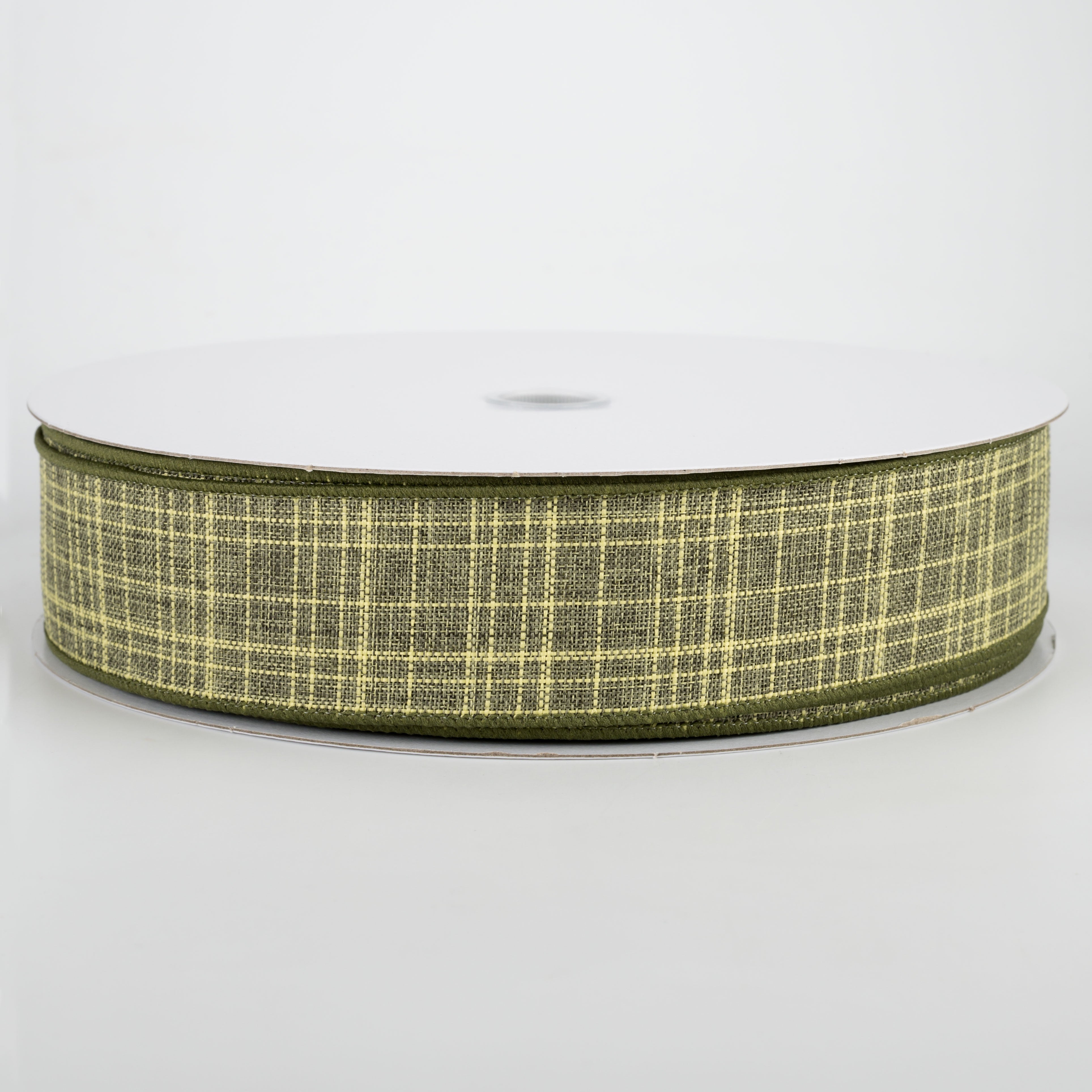 1.5" Estelle Textured Linen Ribbon: Moss Green (50 Yards)